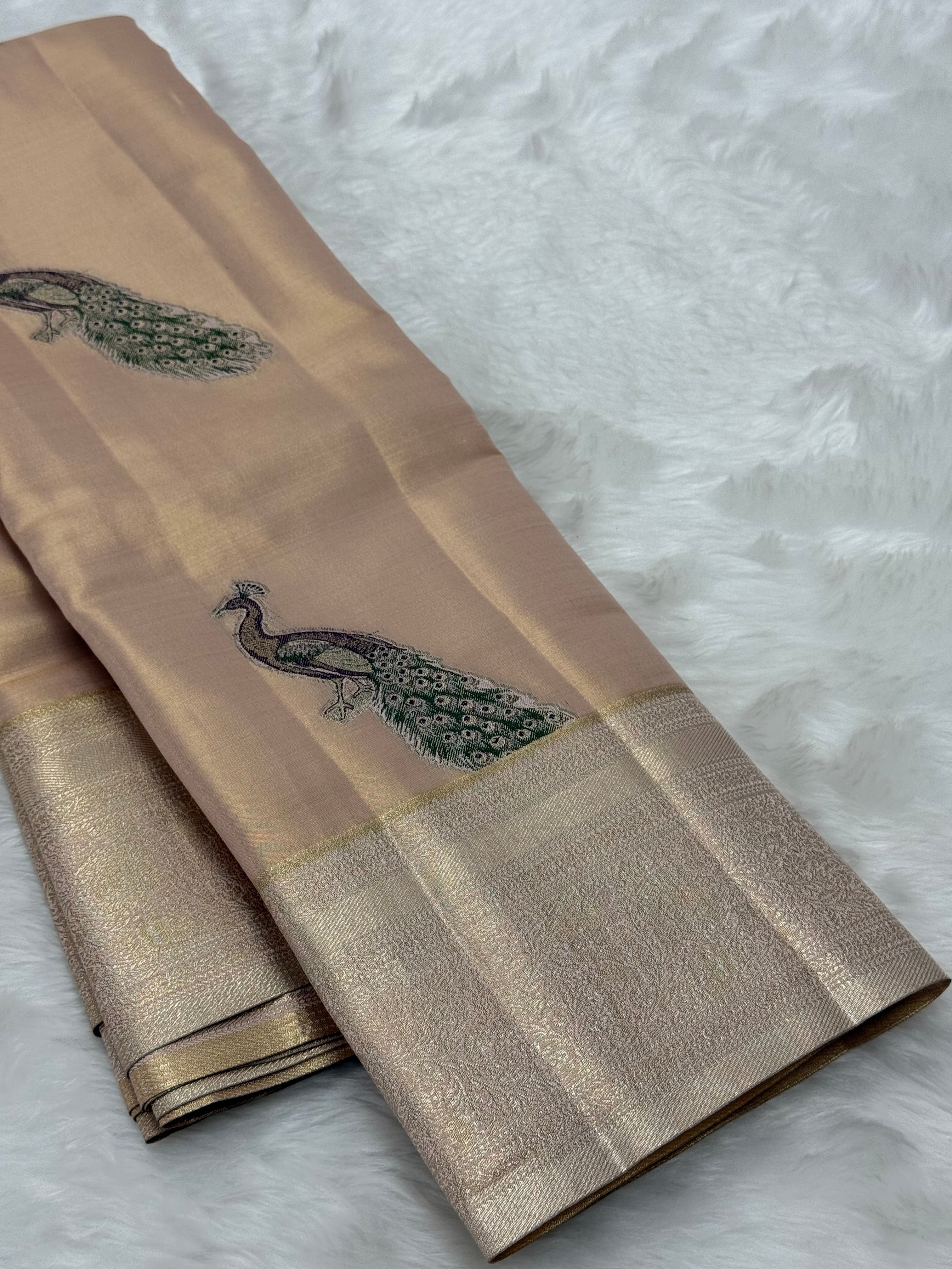 PREMIUM SEMI KANCHI SILK SAREE - BLUSH PEACH