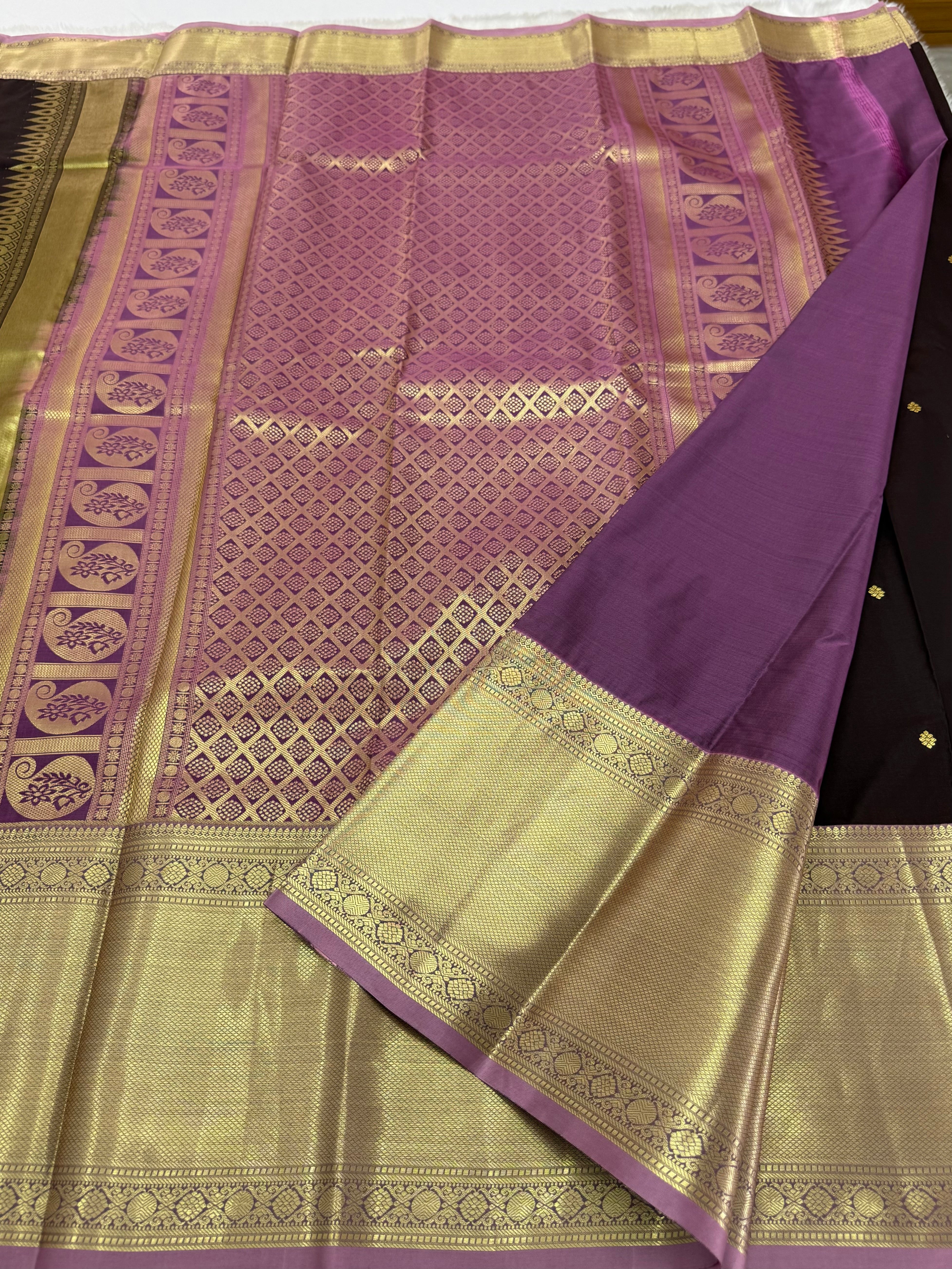PREMIUM SEMI KANCHI SILK SAREE - BROWN
