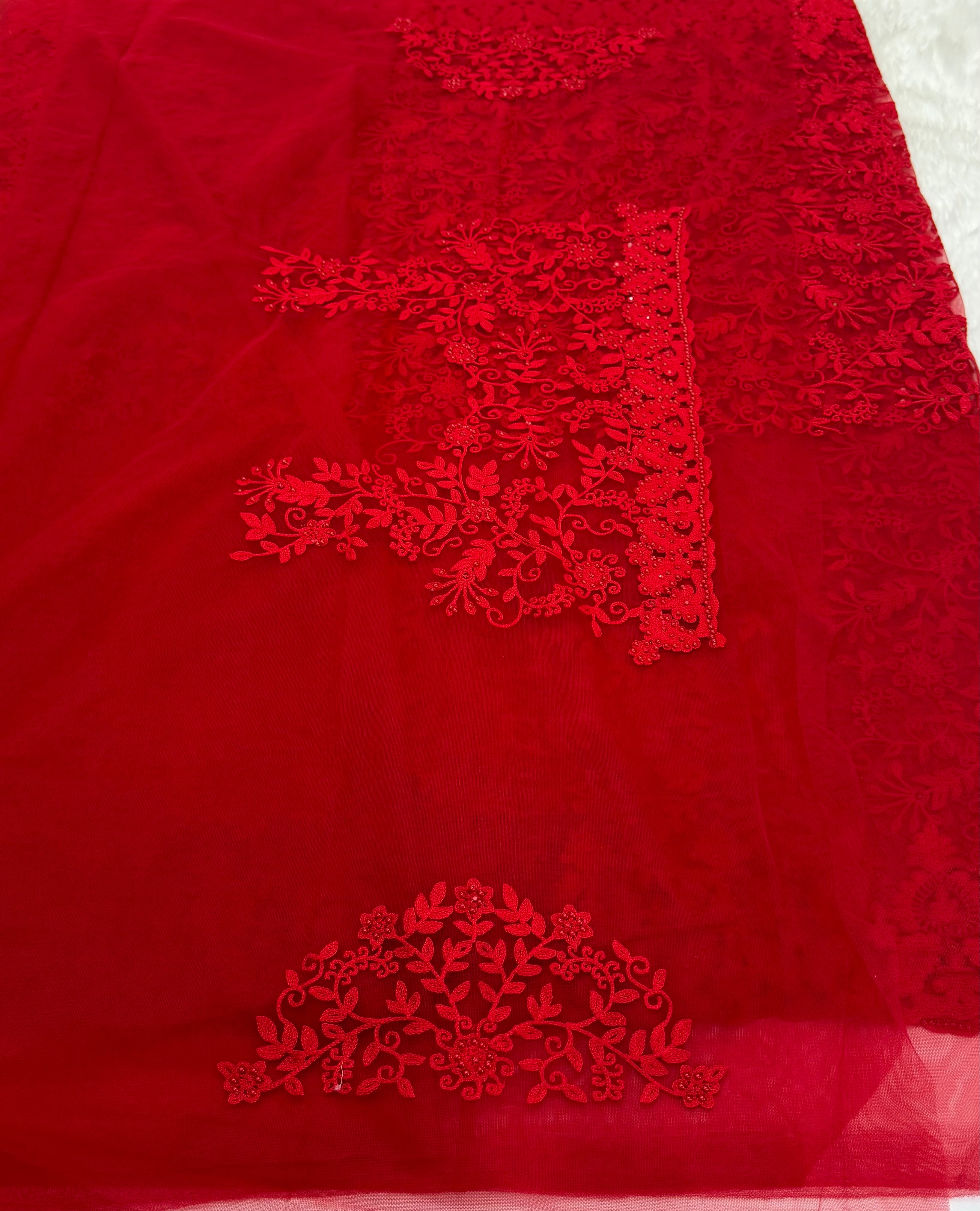 PREMIUM DESIGNER SILK SAREE - RED