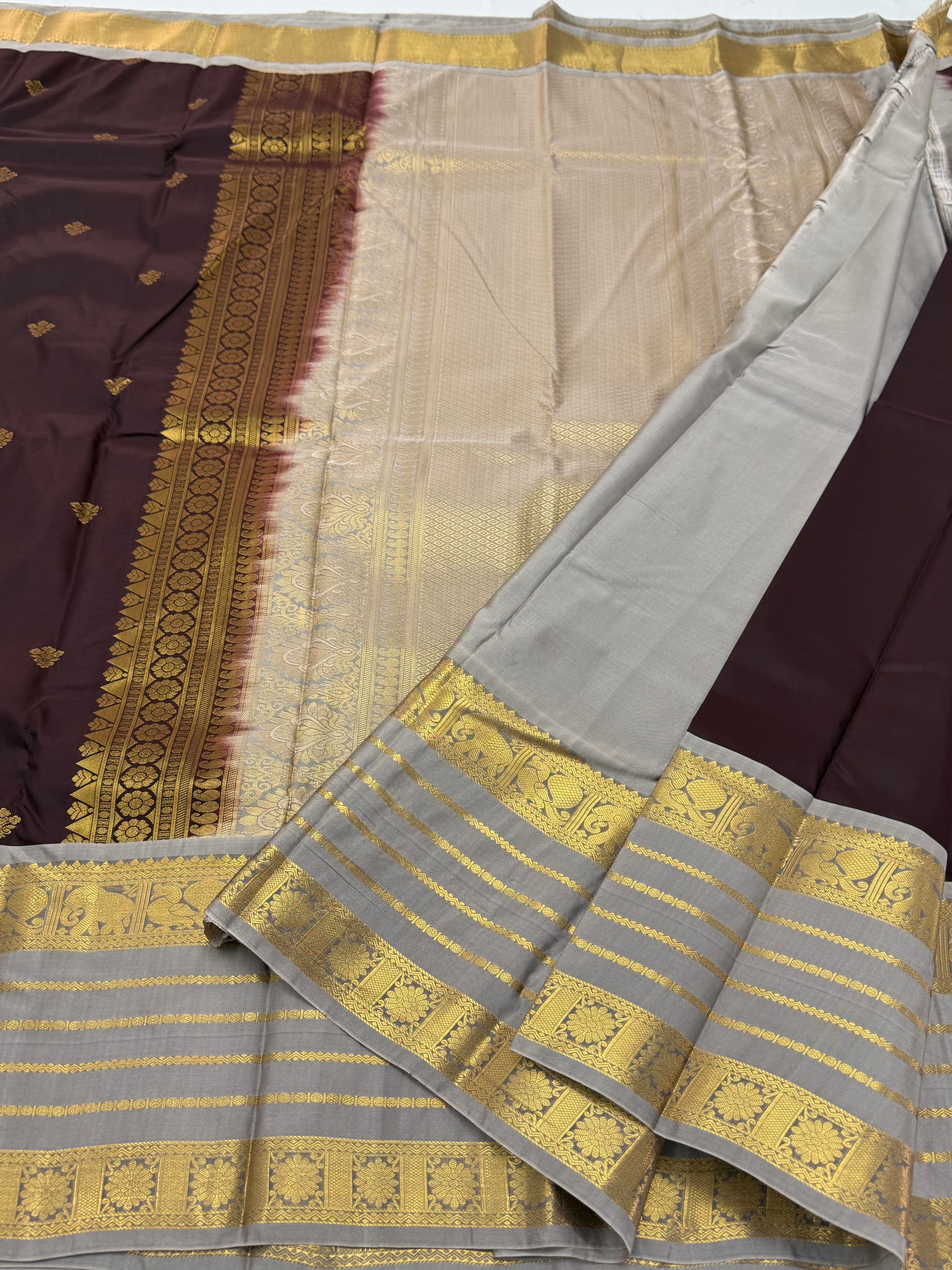 PREMIUM SEMI KANCHI SILK SAREE - BROWN