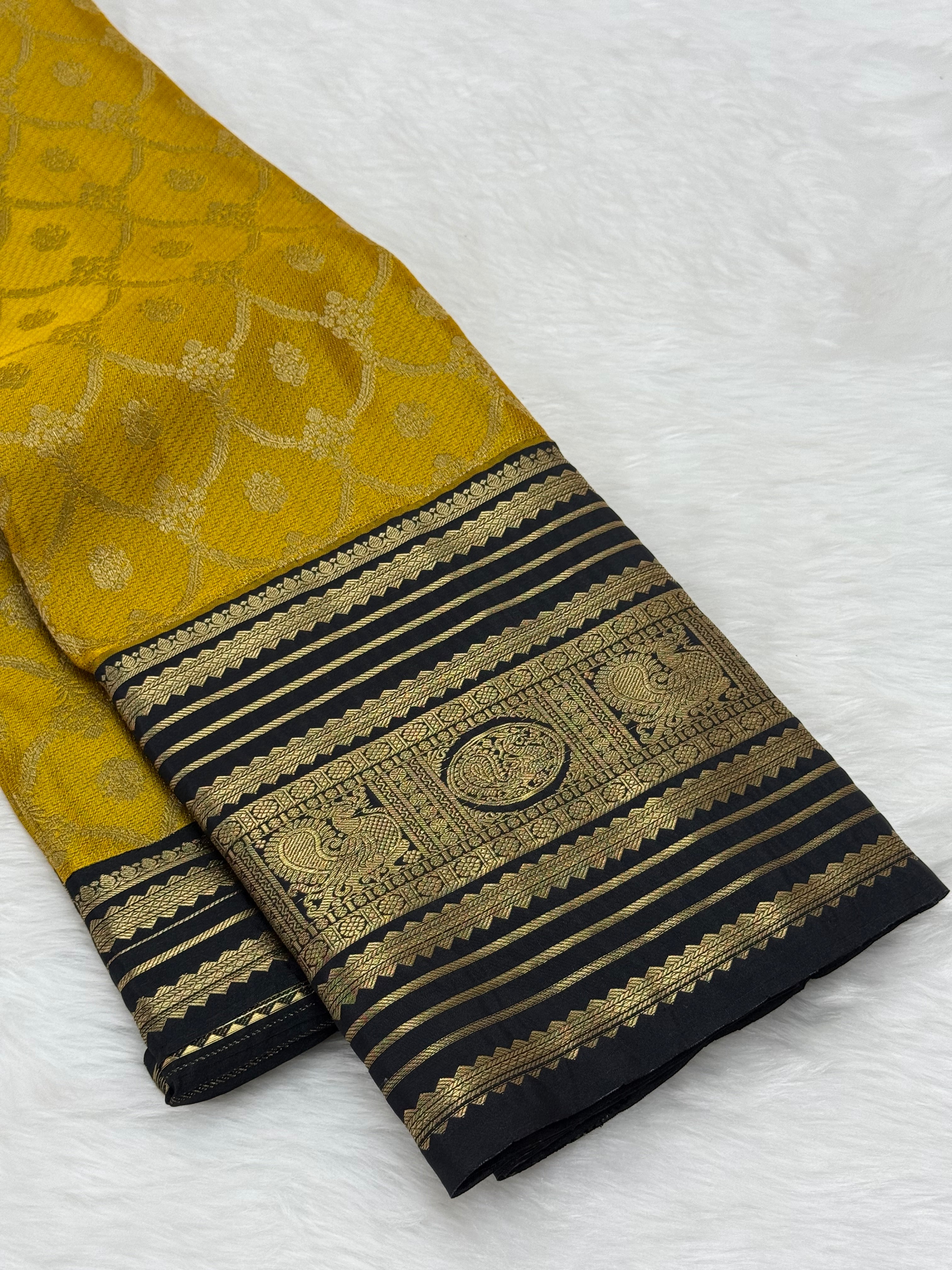 PREMIUM SEMI BROCADE SILK SAREE - GOLDEN MUSTARD