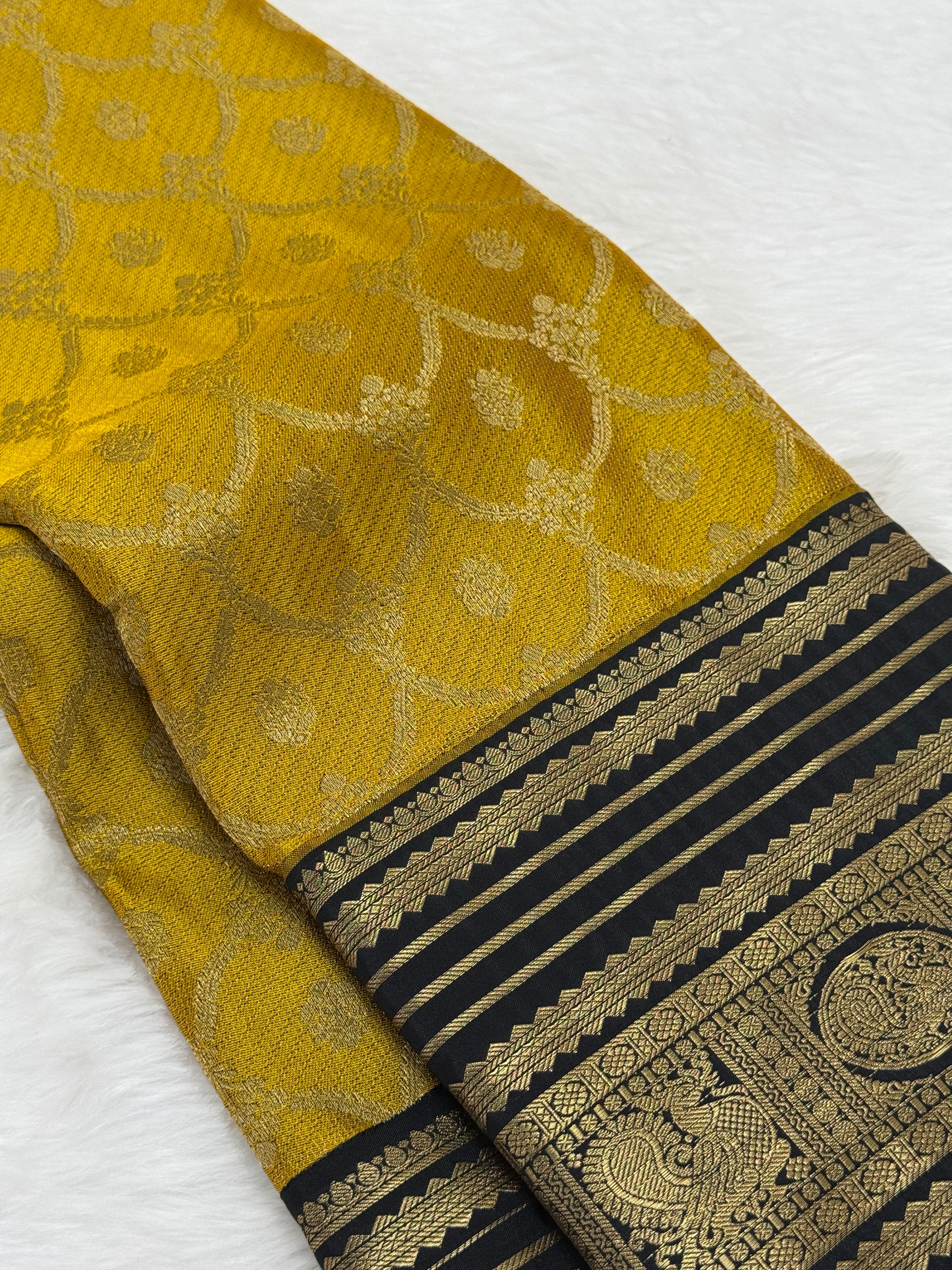 PREMIUM SEMI BROCADE SILK SAREE - GOLDEN MUSTARD