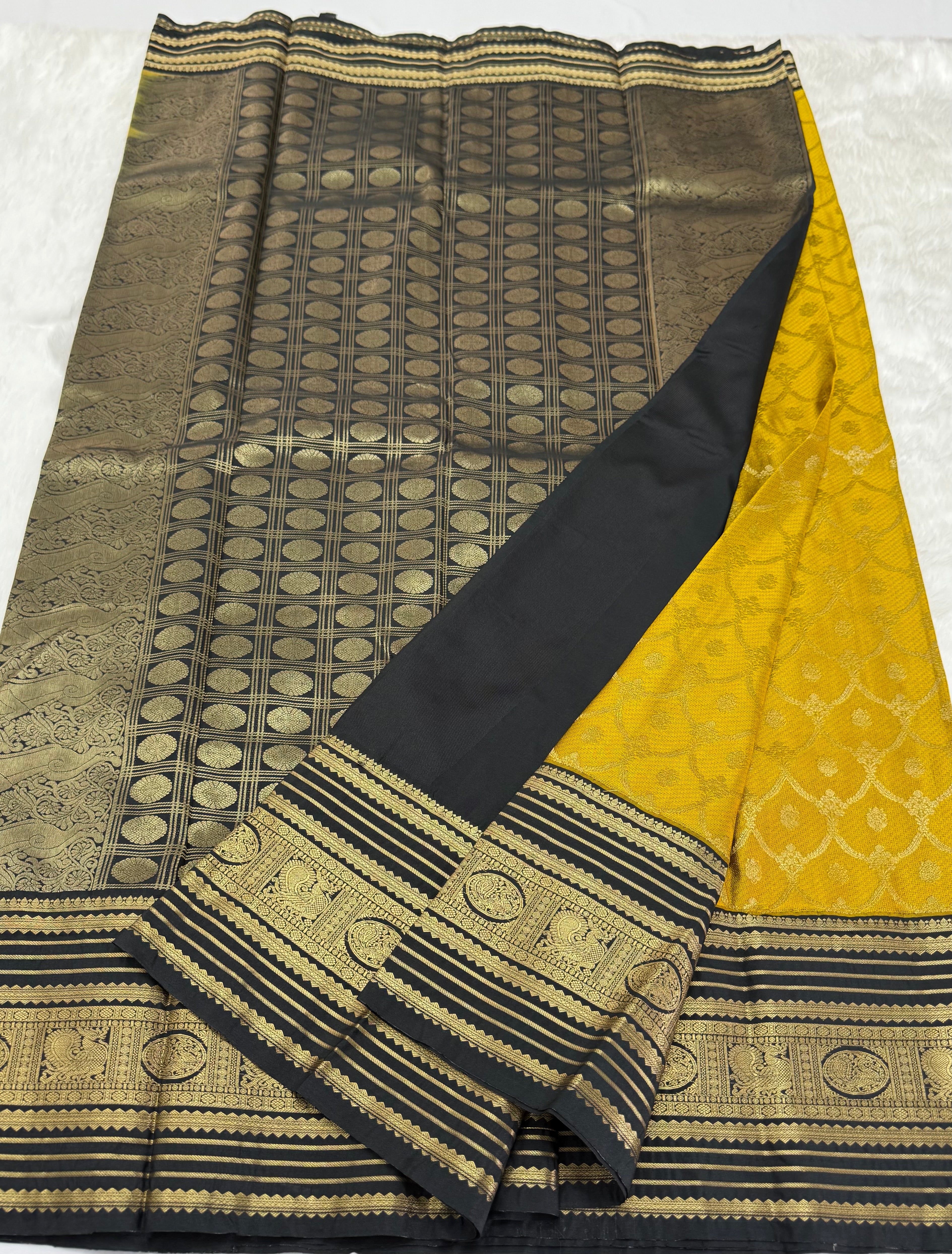 PREMIUM SEMI BROCADE SILK SAREE - GOLDEN MUSTARD