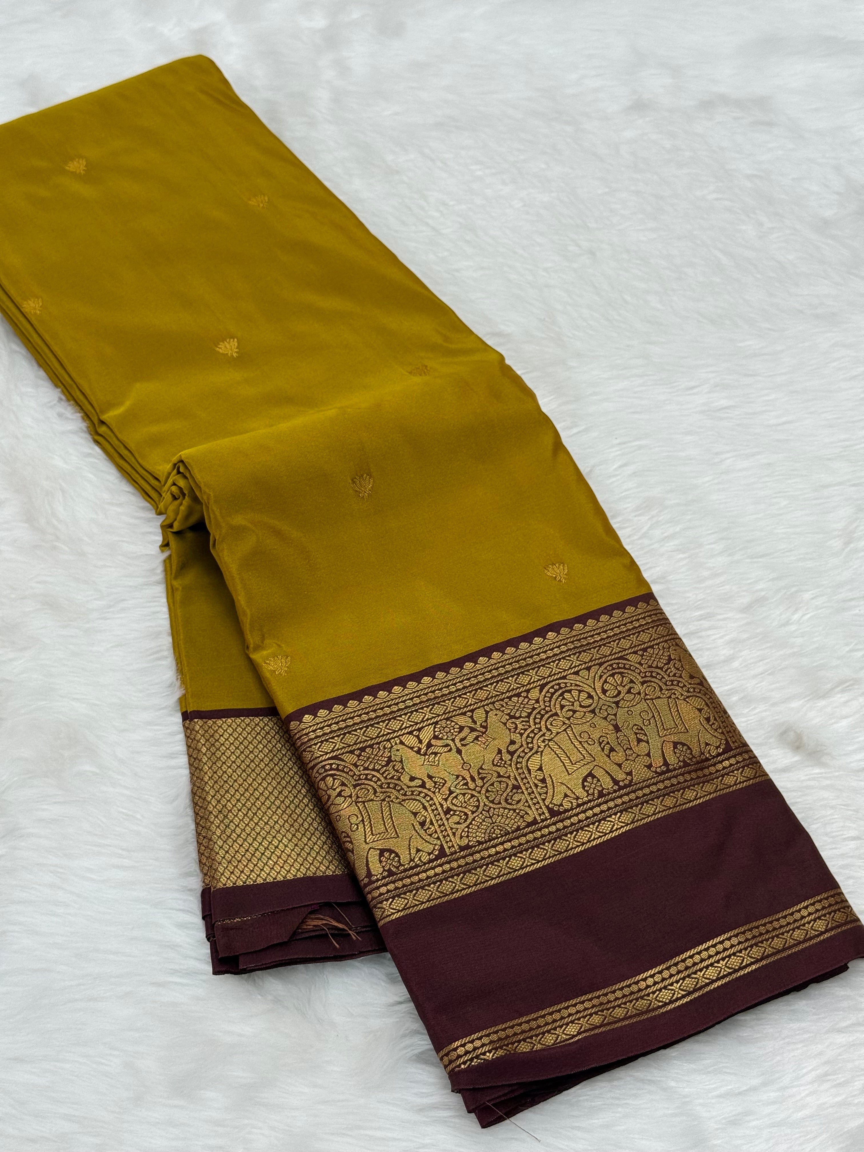 PREMIUM SEMI KANCHI SILK SAREE - CITRINE YELLOW