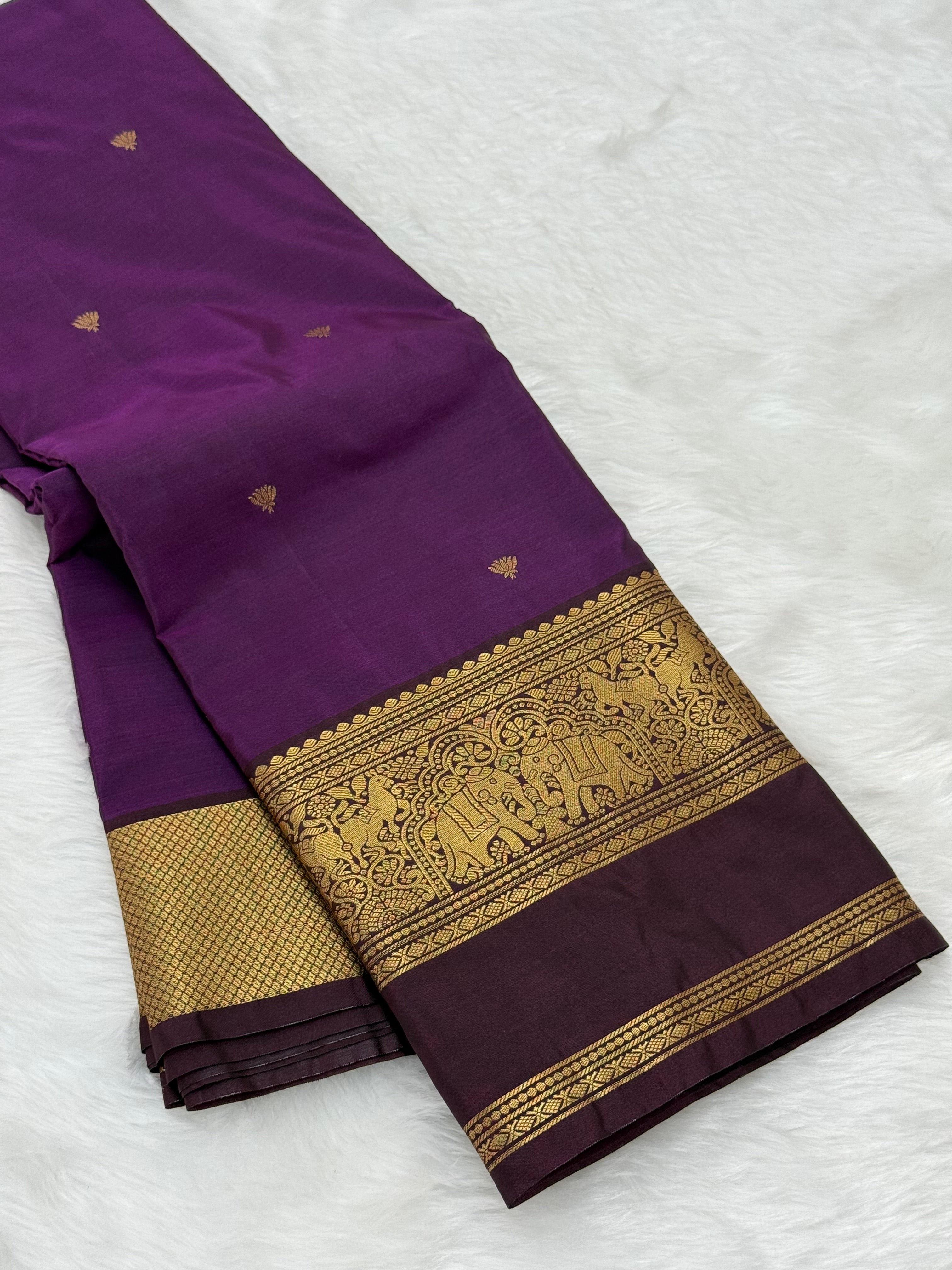 PREMIUM SEMI KANCHI SILK SAREE - METALLIC PURPLE