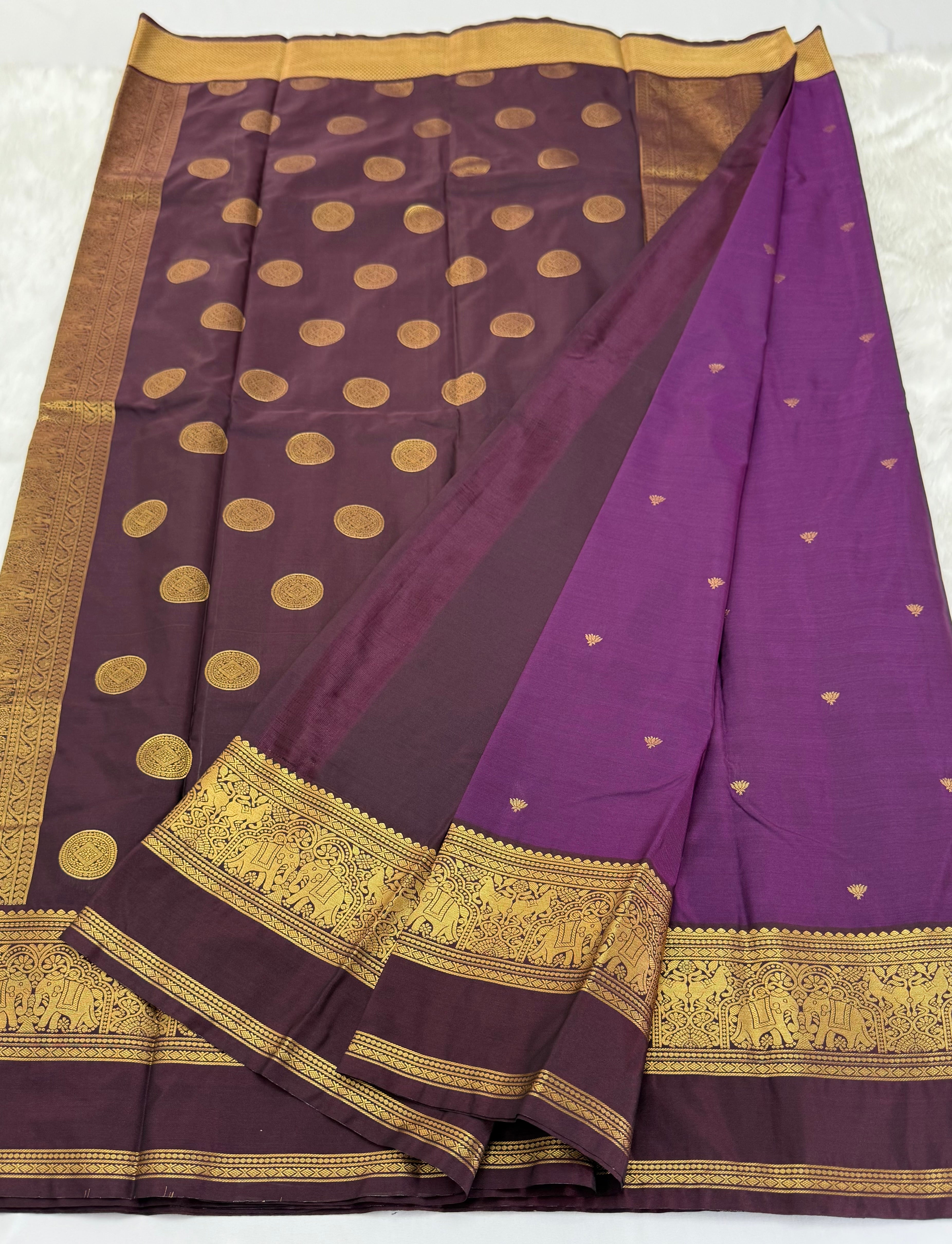 PREMIUM SEMI KANCHI SILK SAREE - METALLIC PURPLE