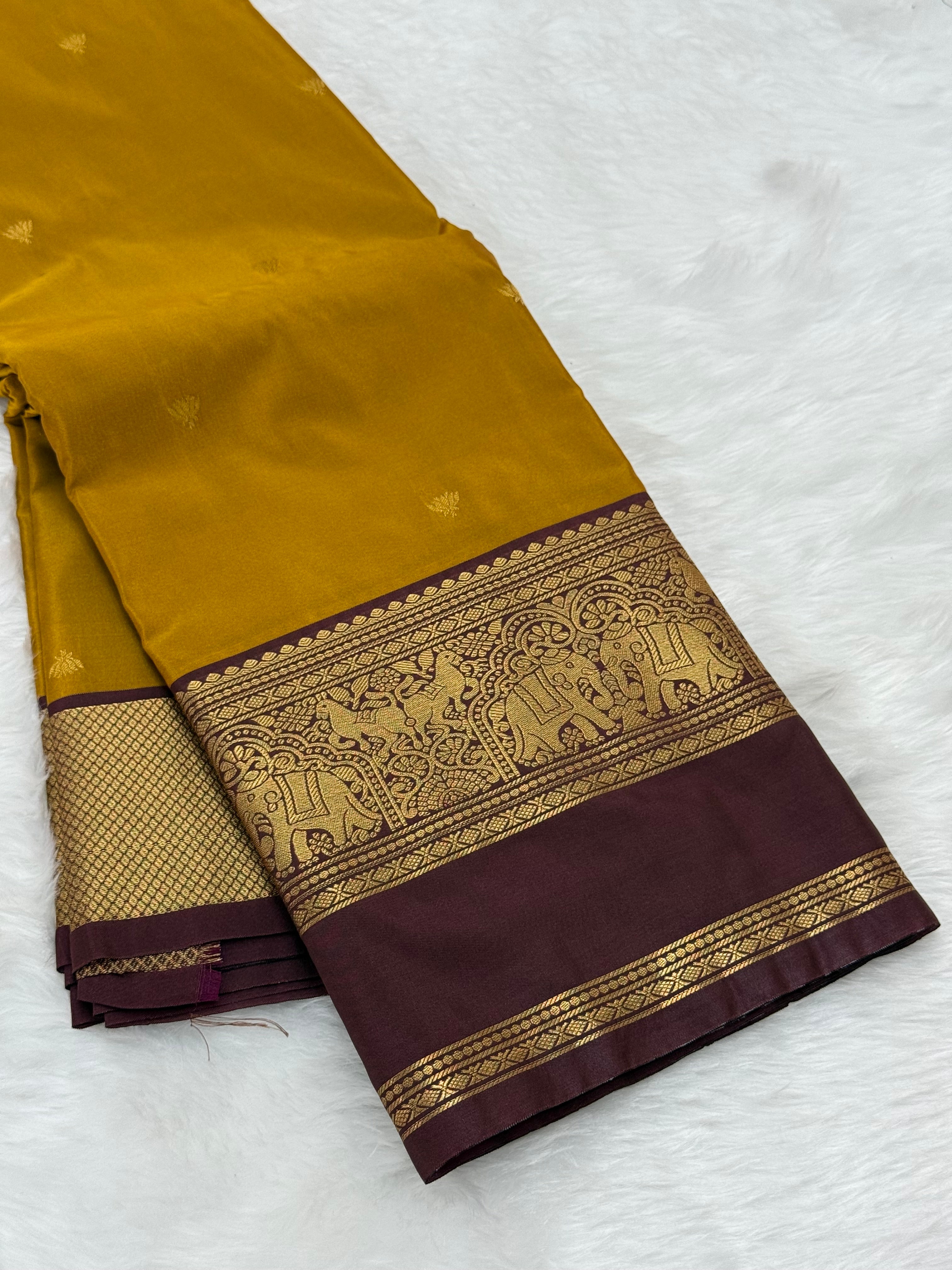 PREMIUM SEMI KANCHI SILK SAREE - DIJON YELLOW