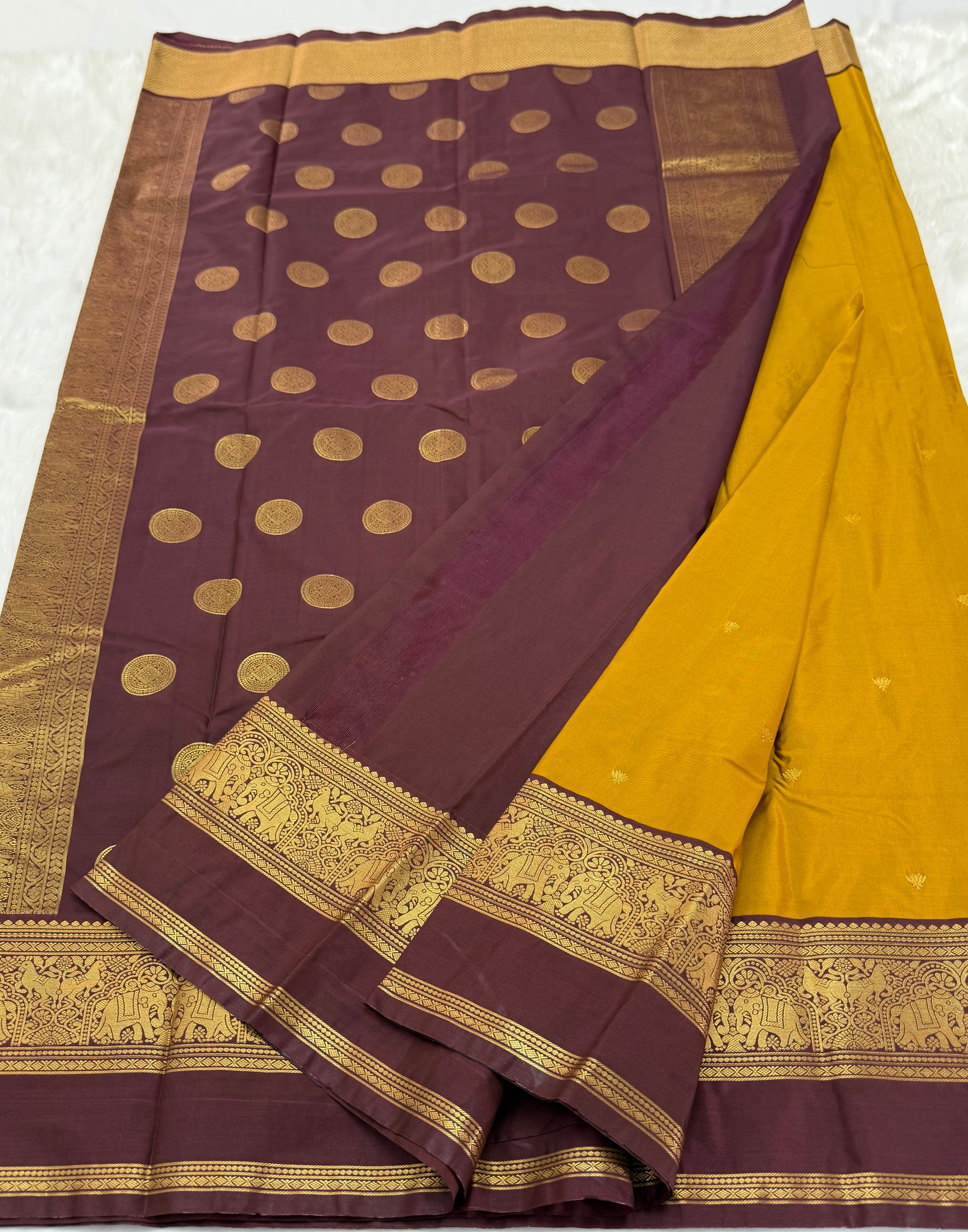 PREMIUM SEMI KANCHI SILK SAREE - DIJON YELLOW