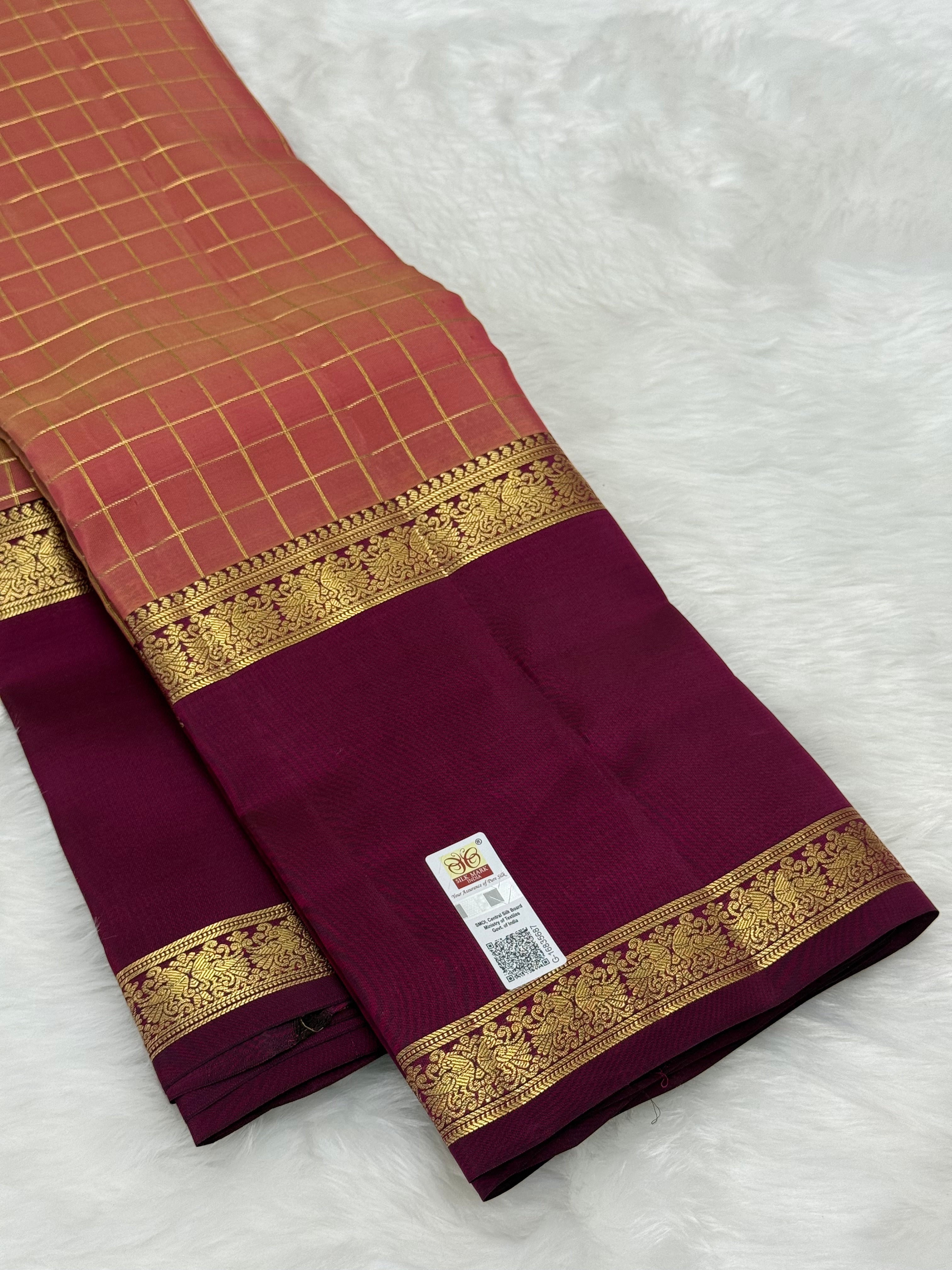KANCHIPURAM PURE SILK SAREE | SILKMARK® CERTIFIED - BRICK PINK