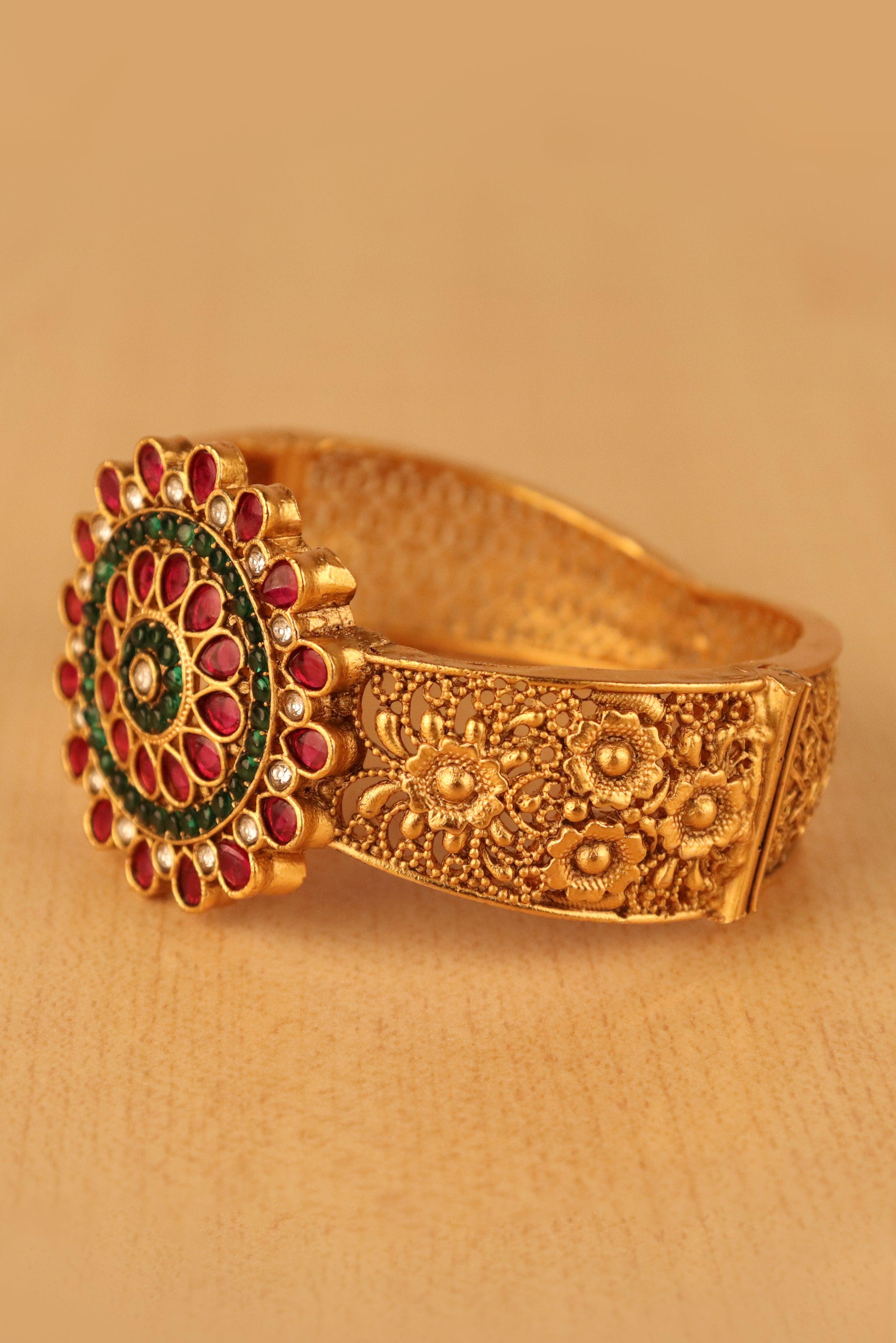 ANTIQUE GOLD PLATED BANGLES FOR WOMEN'S AND GIRLS - SET OF 2 GRABO365