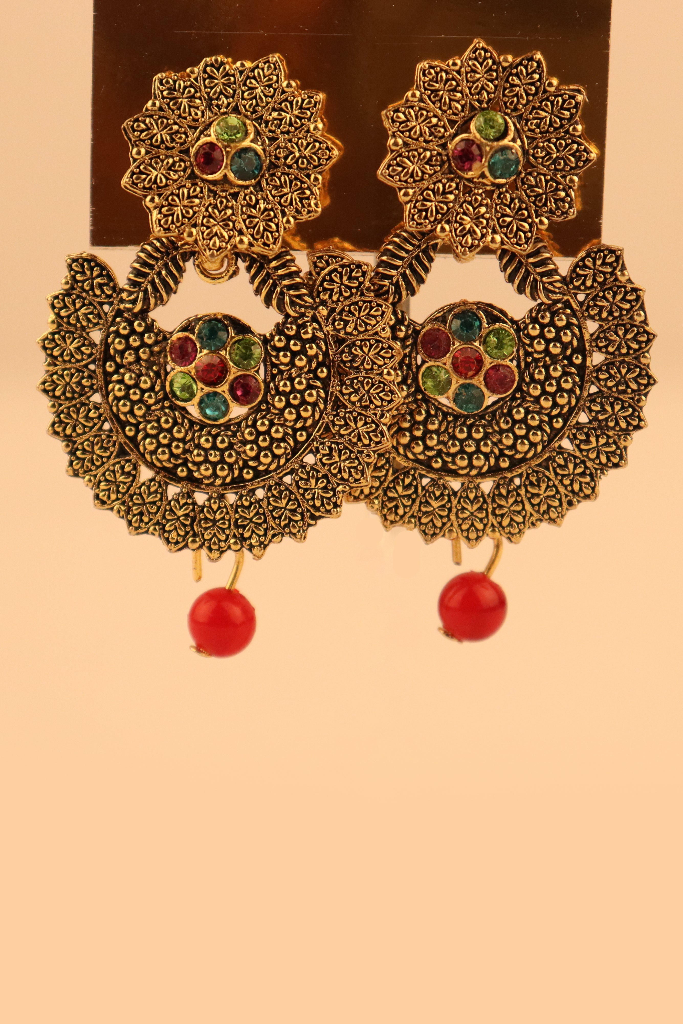 MULTICOLOUR DESIGNER BEAD DROPS FANCY EARRINGS GRABO365