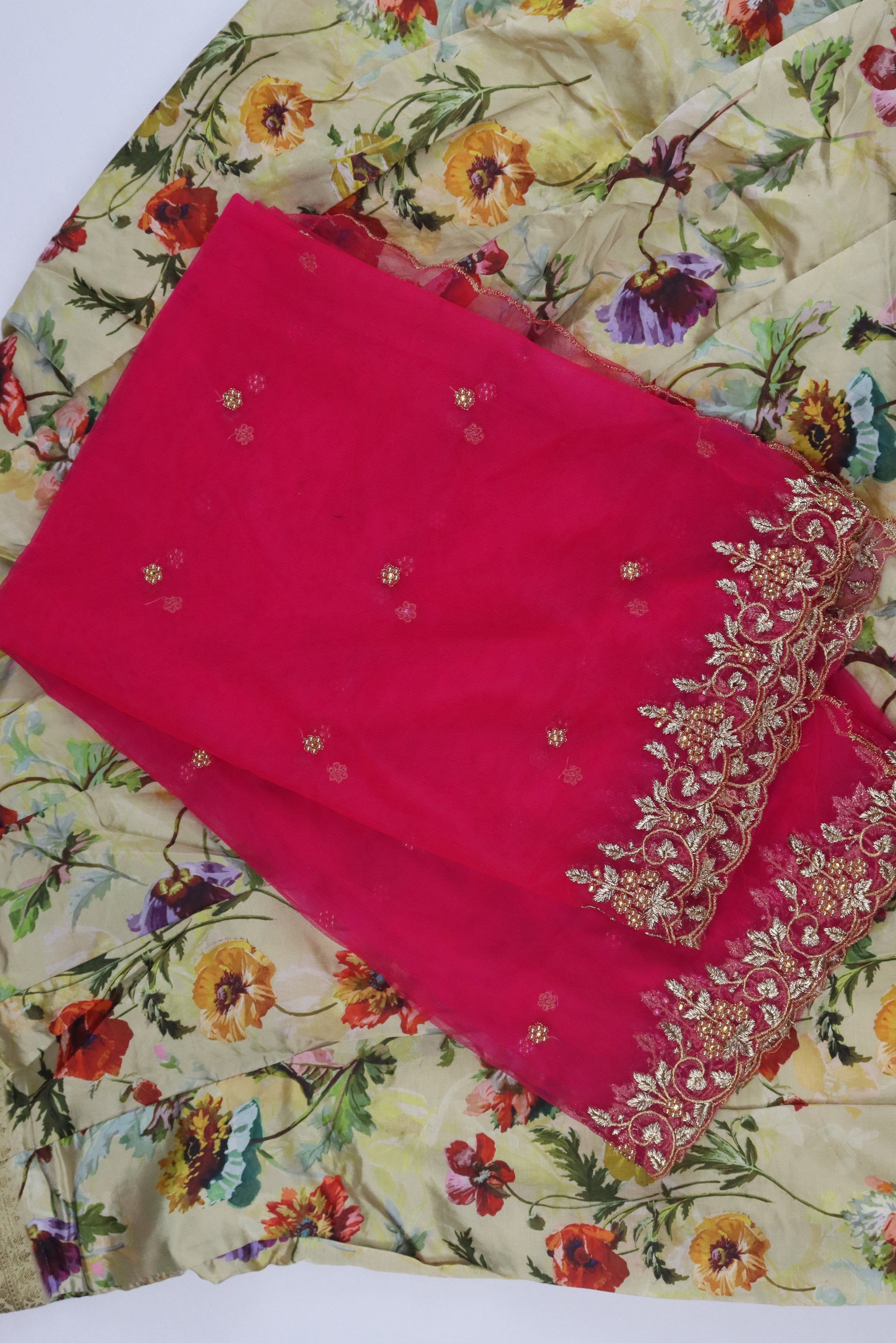 WOMEN'S SANDAL & PINK SEMI STITCHED LEHENGA CHOLI WITH DUPATTA GRABO365