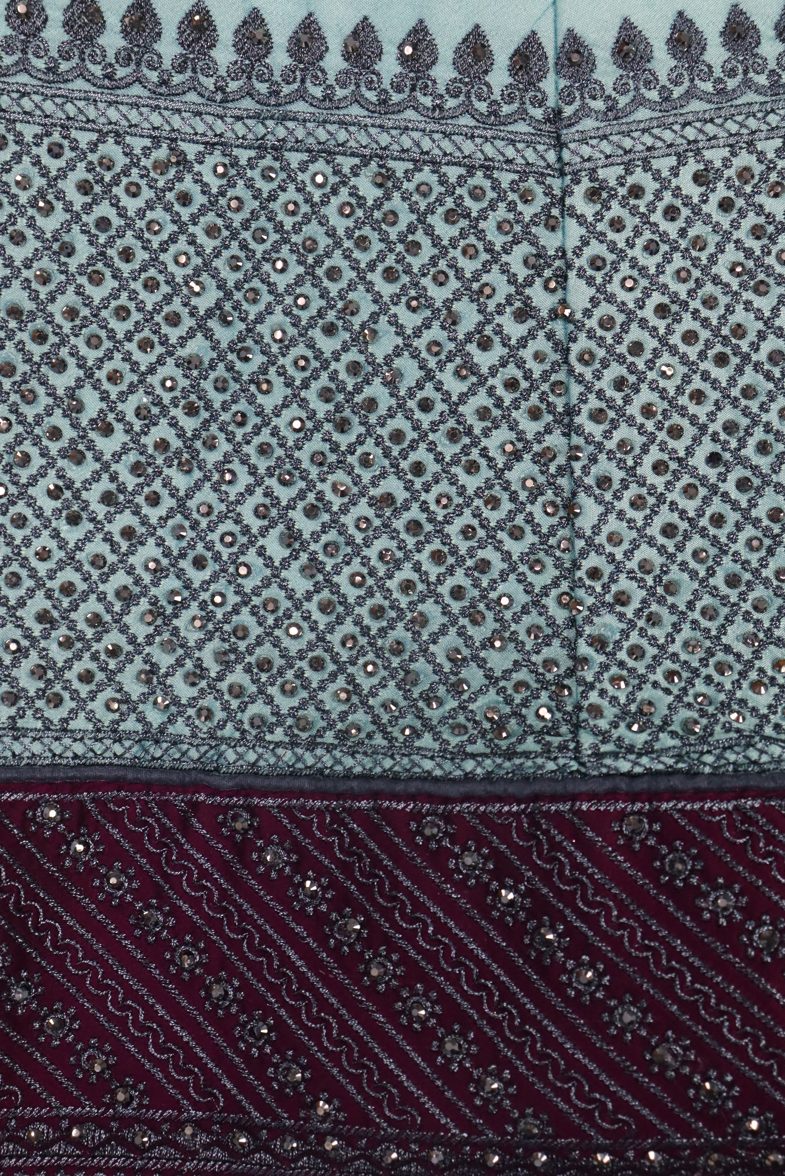 WOMEN'S TIFFANY BLUE SEMI STITCHED LEHENGA CHOLI WITH DUPATTA GRABO365