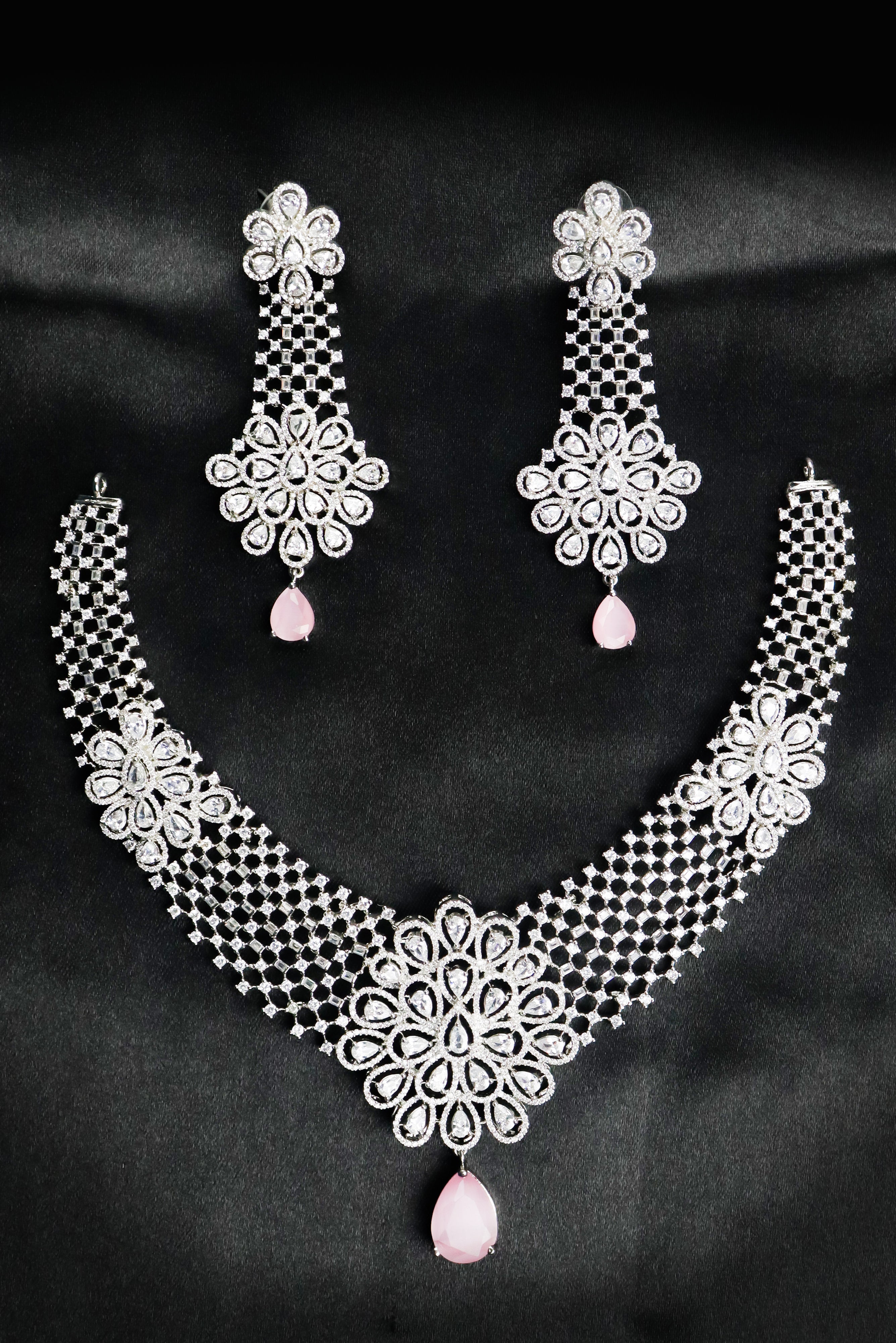 ELEGANT AMERICAN DIAMOND PREMIUM WEDDING JEWELLERY SET FOR BRIDAL GRABO365
