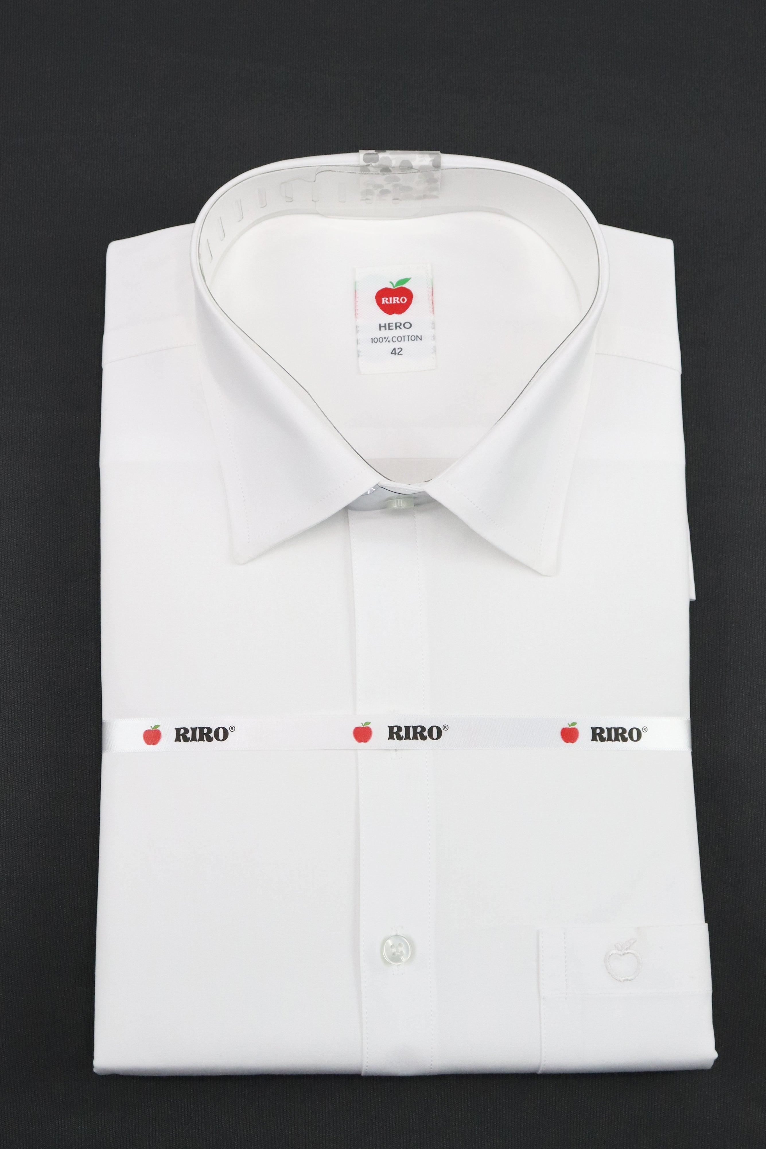 MEN'S COTTON WHITE SHIRT FULL SLEEVES GRABO365