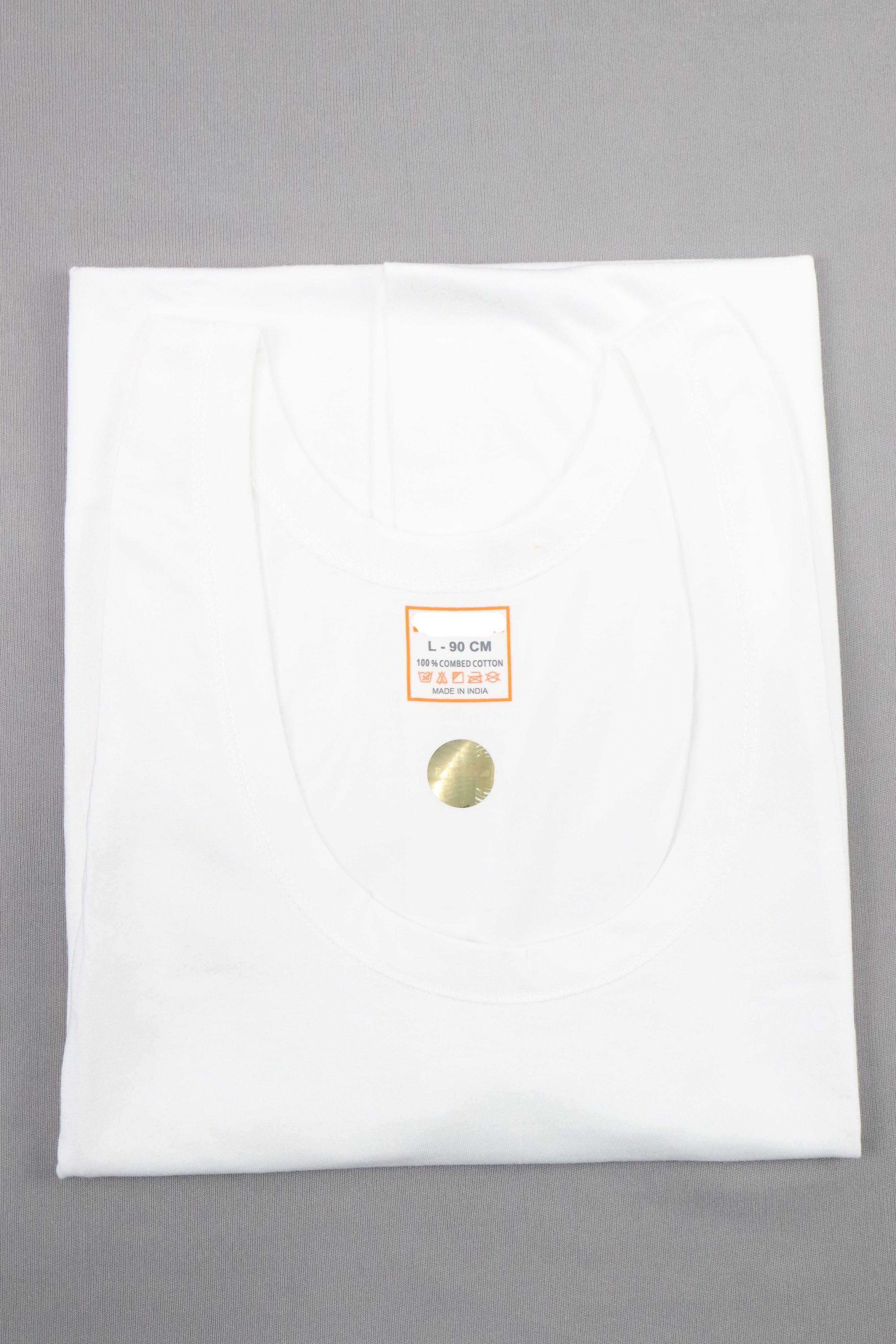 MEN'S SOLID WHITE INNERWEAR PREMIUM COTTON VEST GRABO365