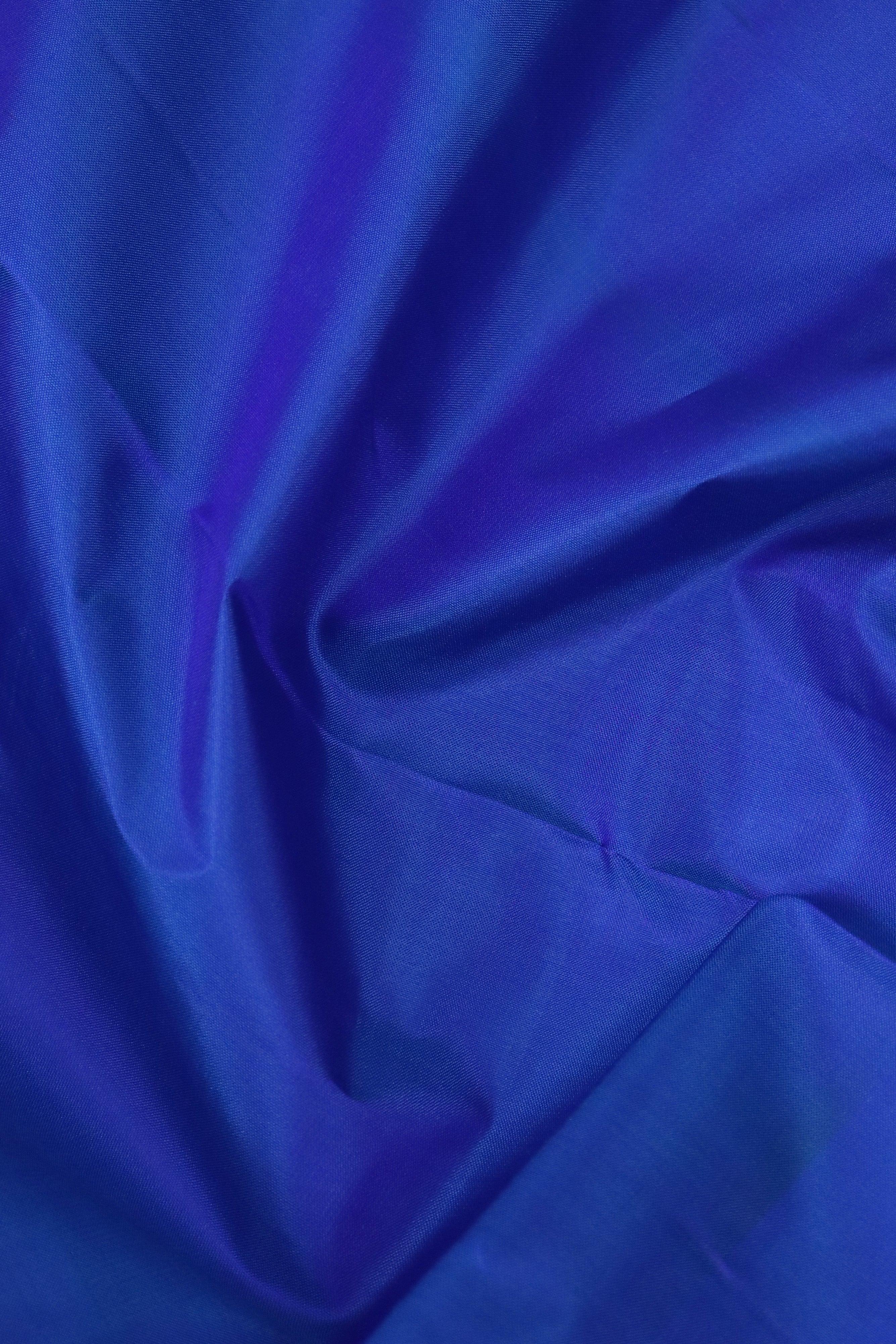 EGYPTIAN BLUE KANCHIPURAM PURE SOFT SILK SAREE | SILKMARK® CERTIFIED GRABO365