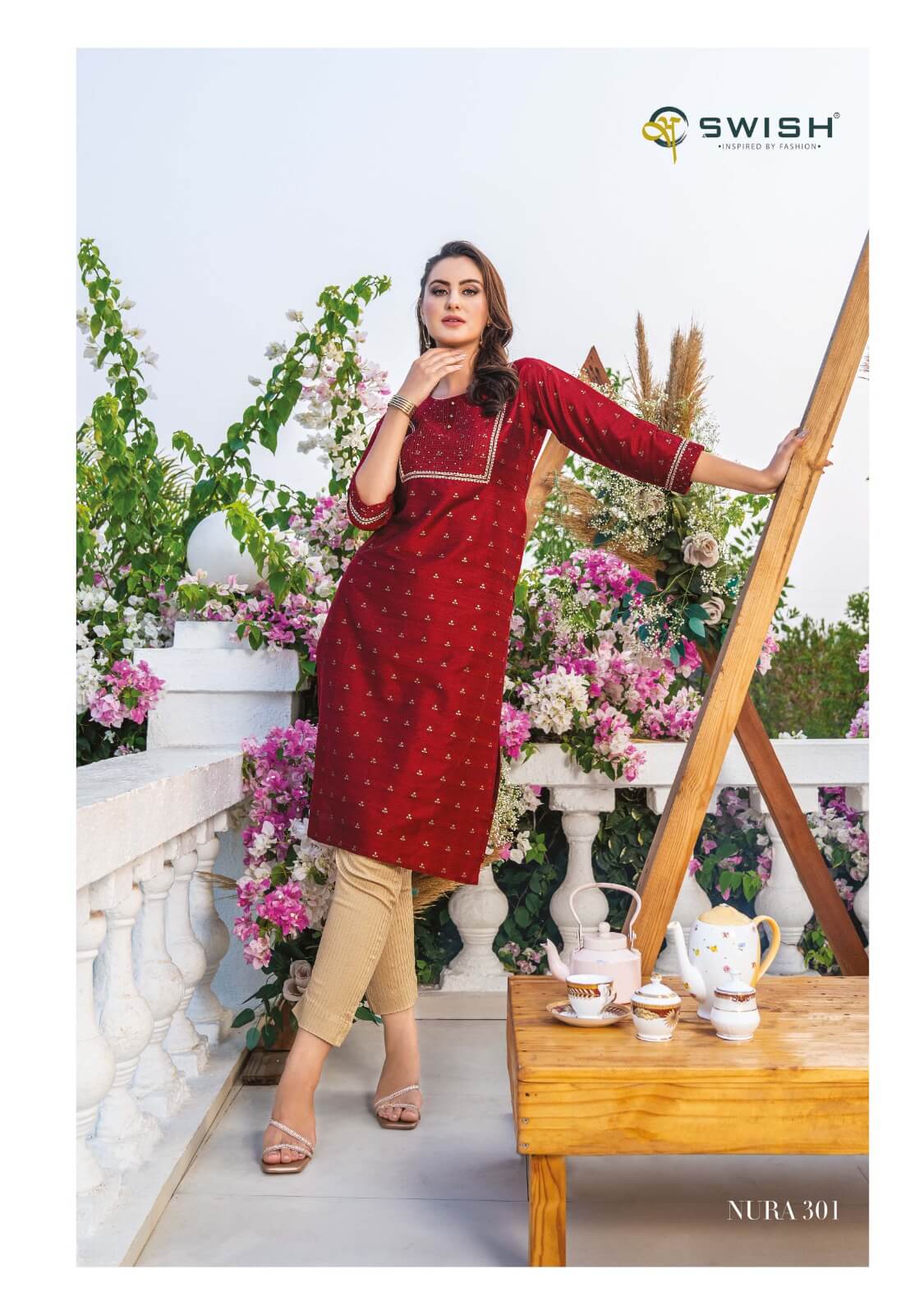 WOMEN'S DESIGNER MAROON KURTI GRABO365