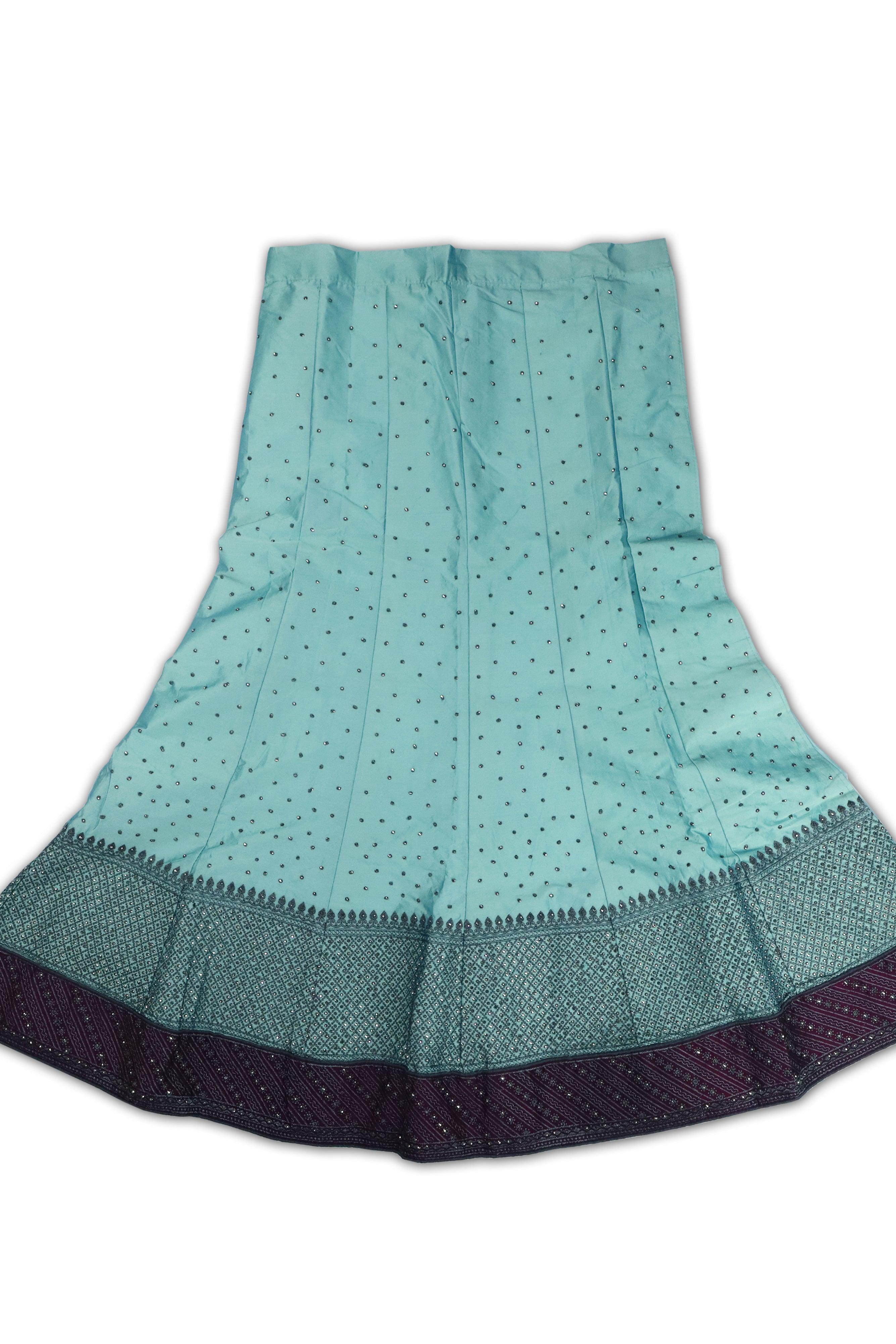 WOMEN'S TIFFANY BLUE SEMI STITCHED LEHENGA CHOLI WITH DUPATTA GRABO365