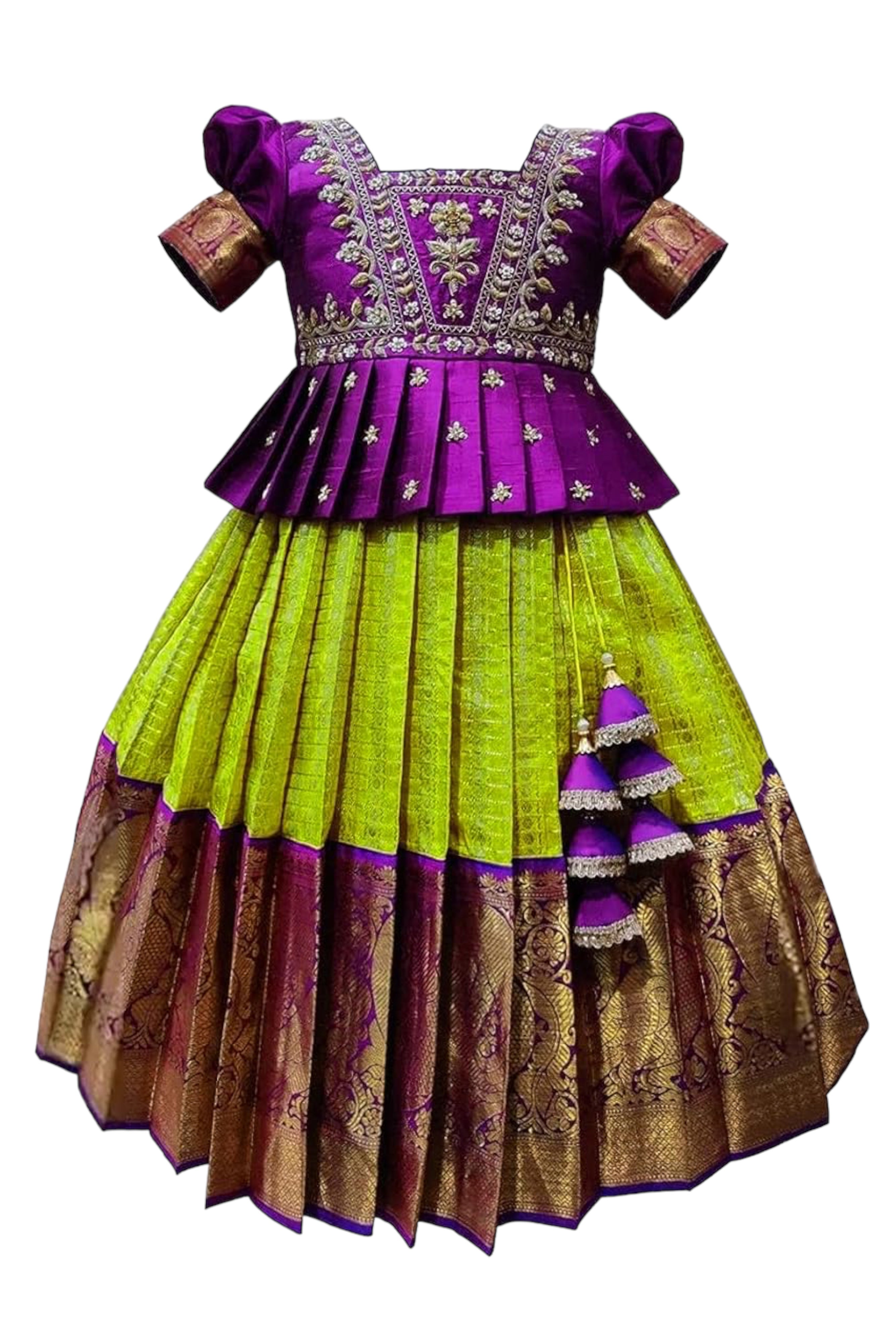 GIRL'S PATTU PAVADAI/READYMADE LEHENGA CHOLI SET