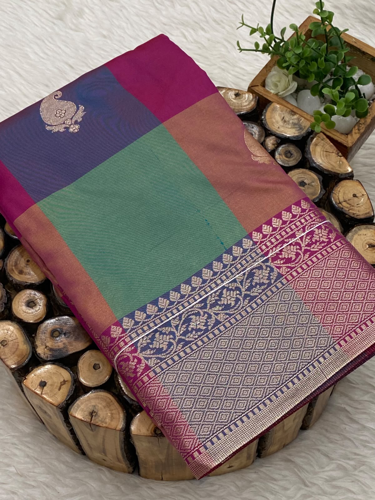 PAALUM PAZHAMUM KATAN BRIDAL SAREE - MULTI