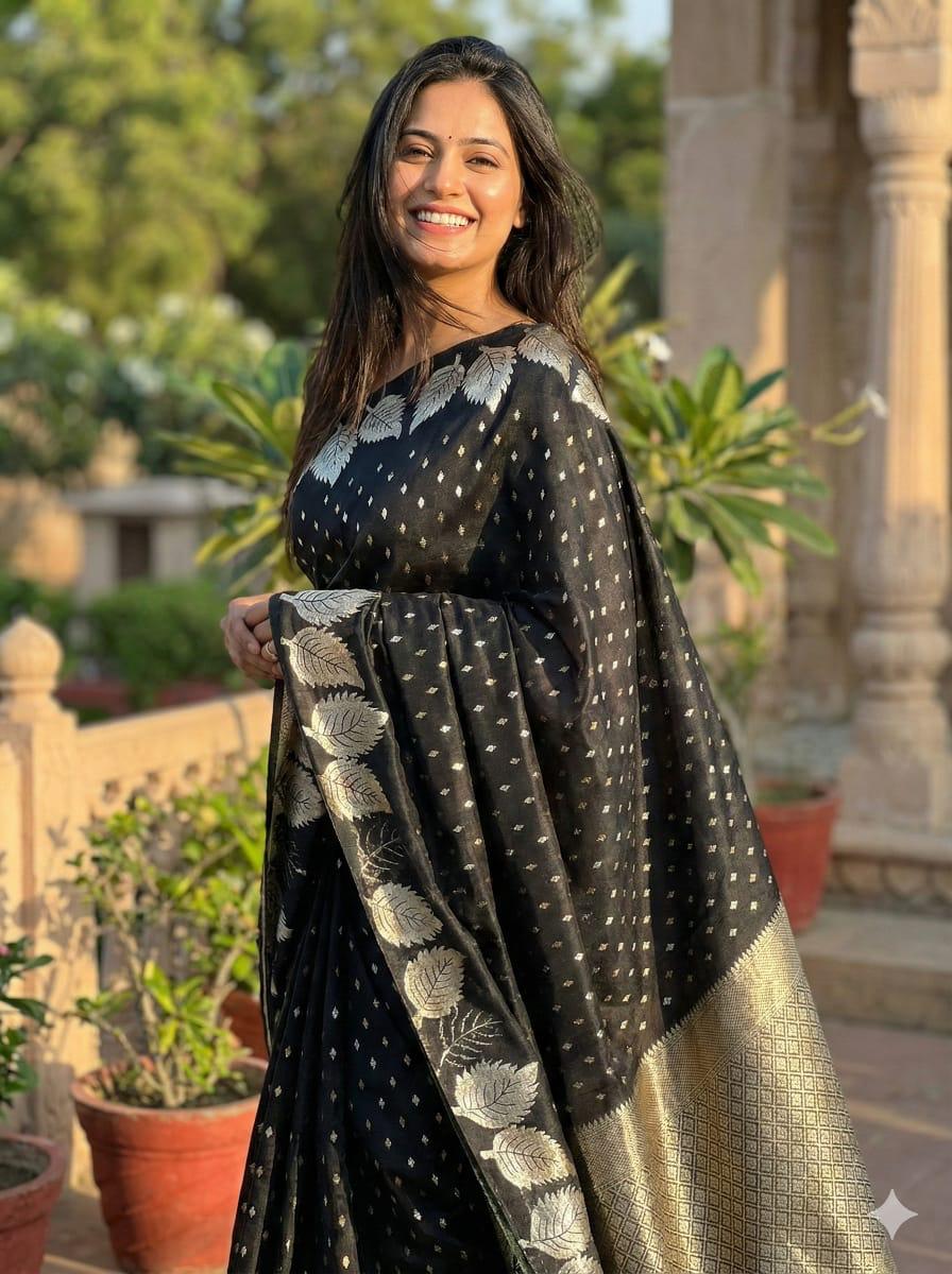 PREMIUM  SOFT SILK SAREE - BLACK