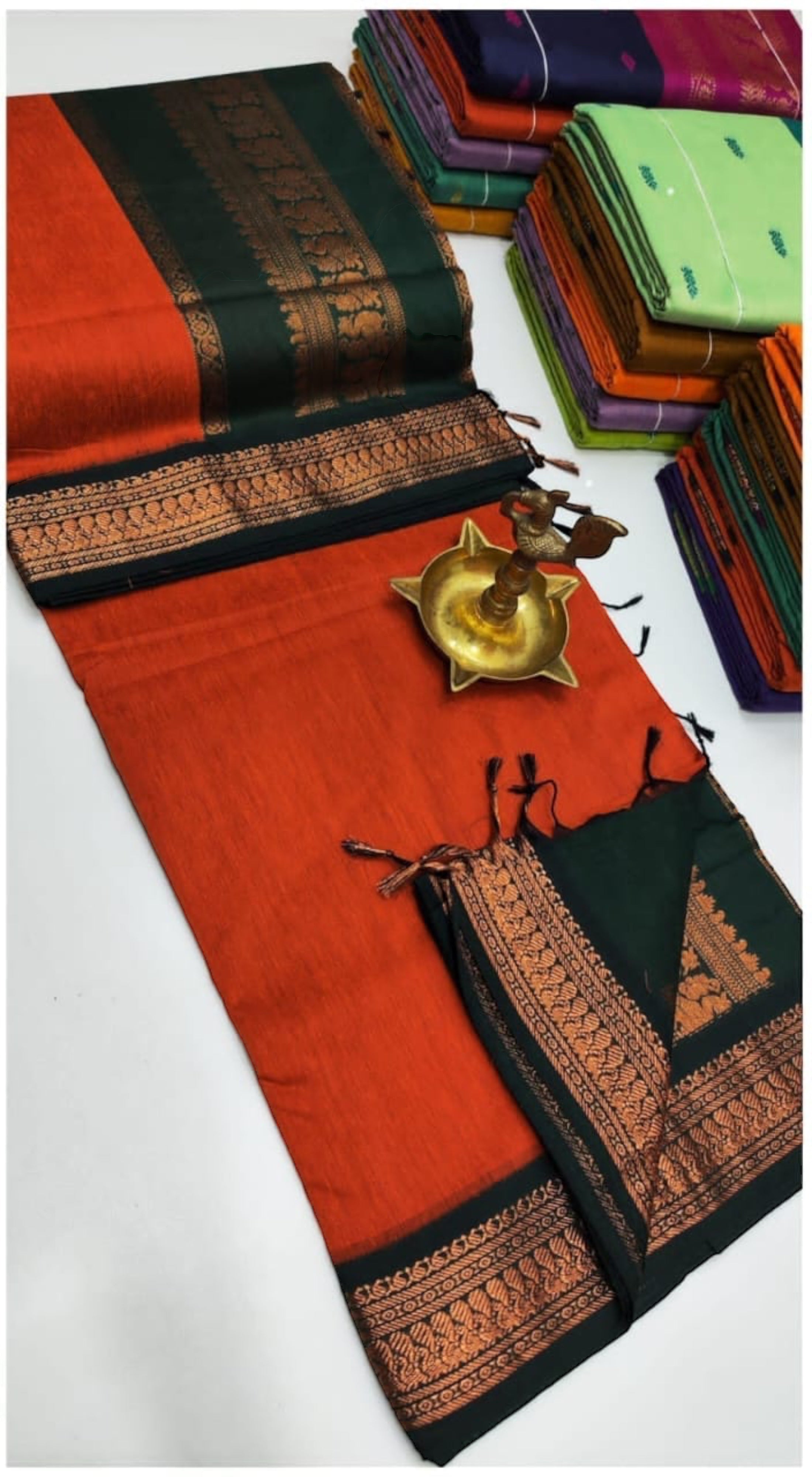 PREMIUM GADWAL/KALYANI COTTON SILK SAREES - ORANGE
