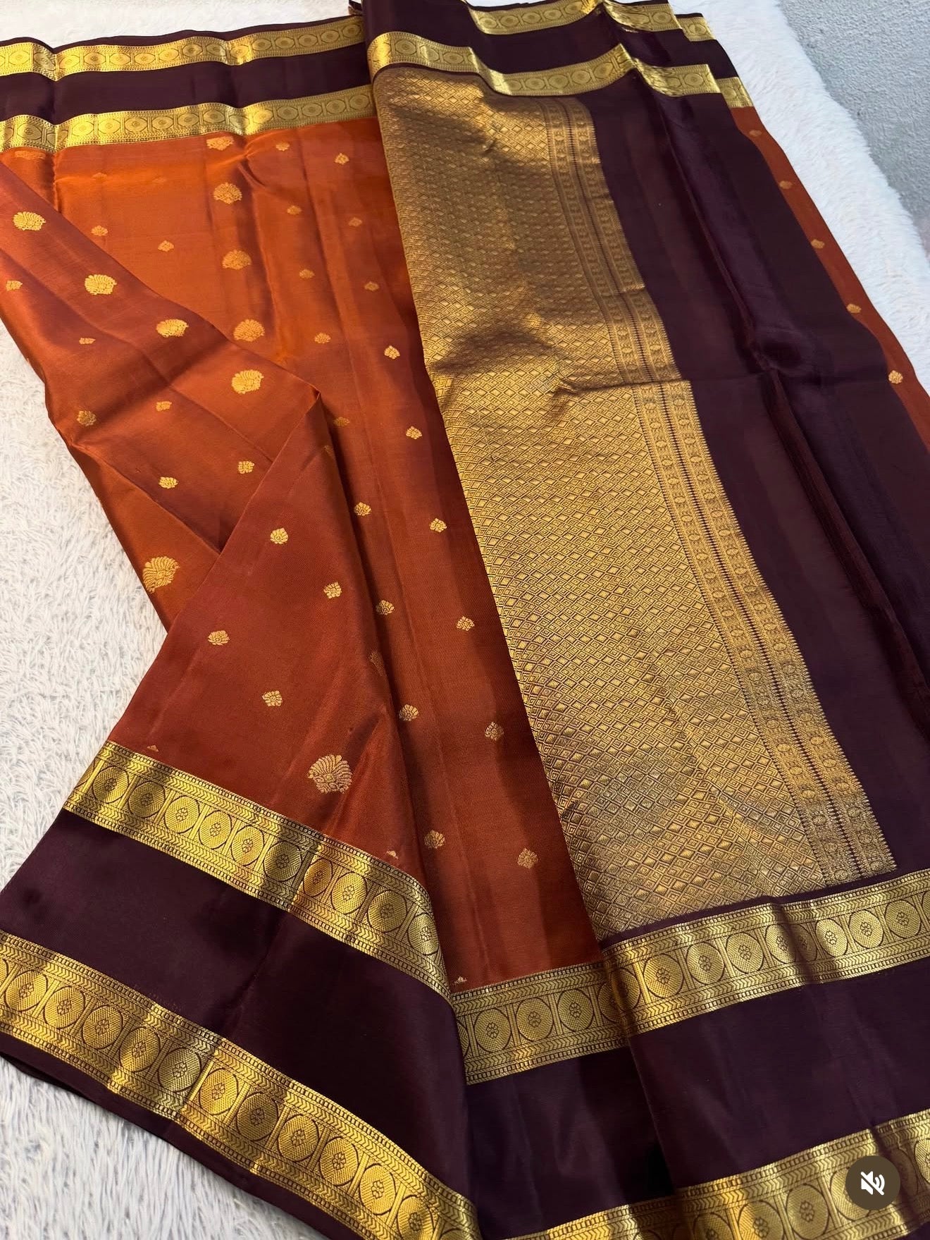 KANCHIPURAM PURE SILK SAREE | SILKMARK® CERTIFIED - RUST ORANGE