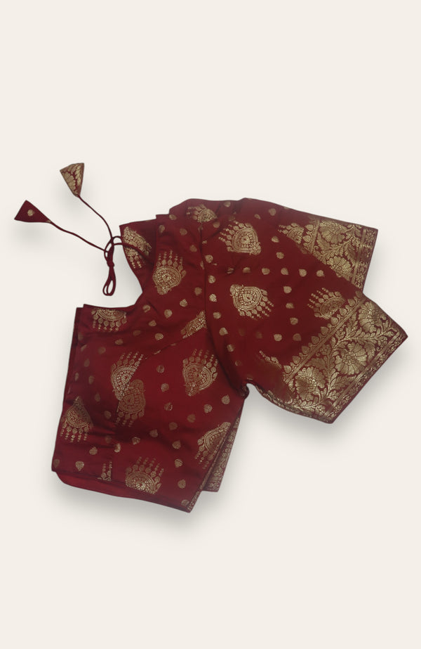 READYMADE SAREE BLOUSE - BRICK RED