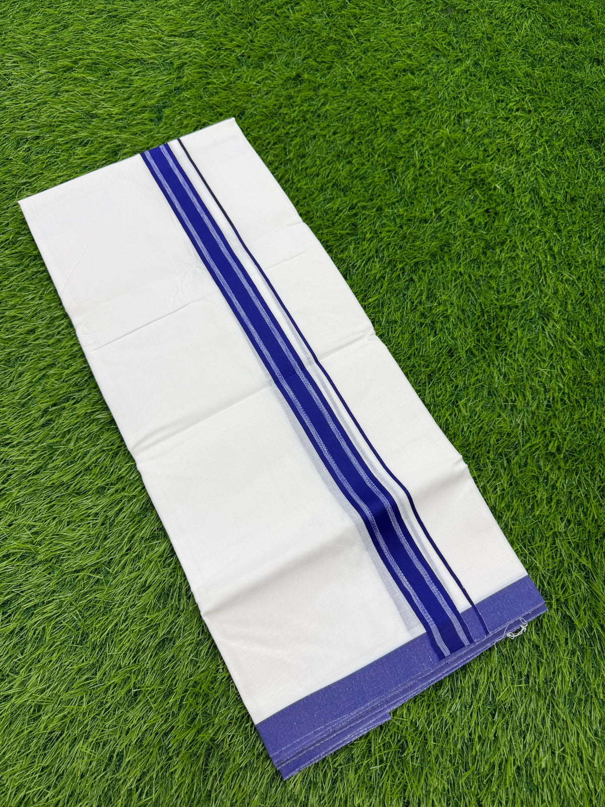 MEN'S WHITE  DOUBLE DHOTI WITH FANCY BORDER