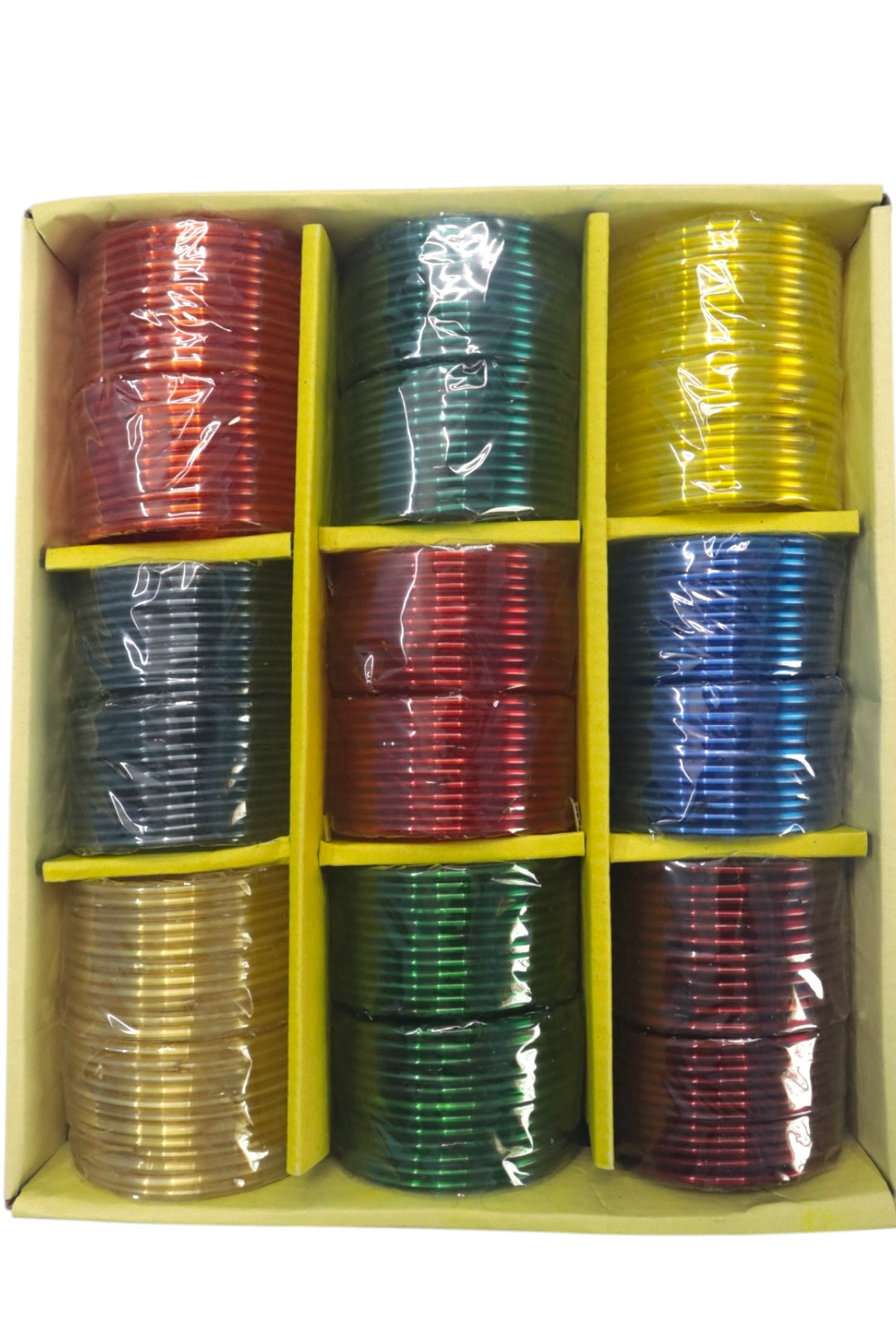 PLAIN GLASS BANGLES - 9 COLOUR MIX(BOX OF 216 PCS)