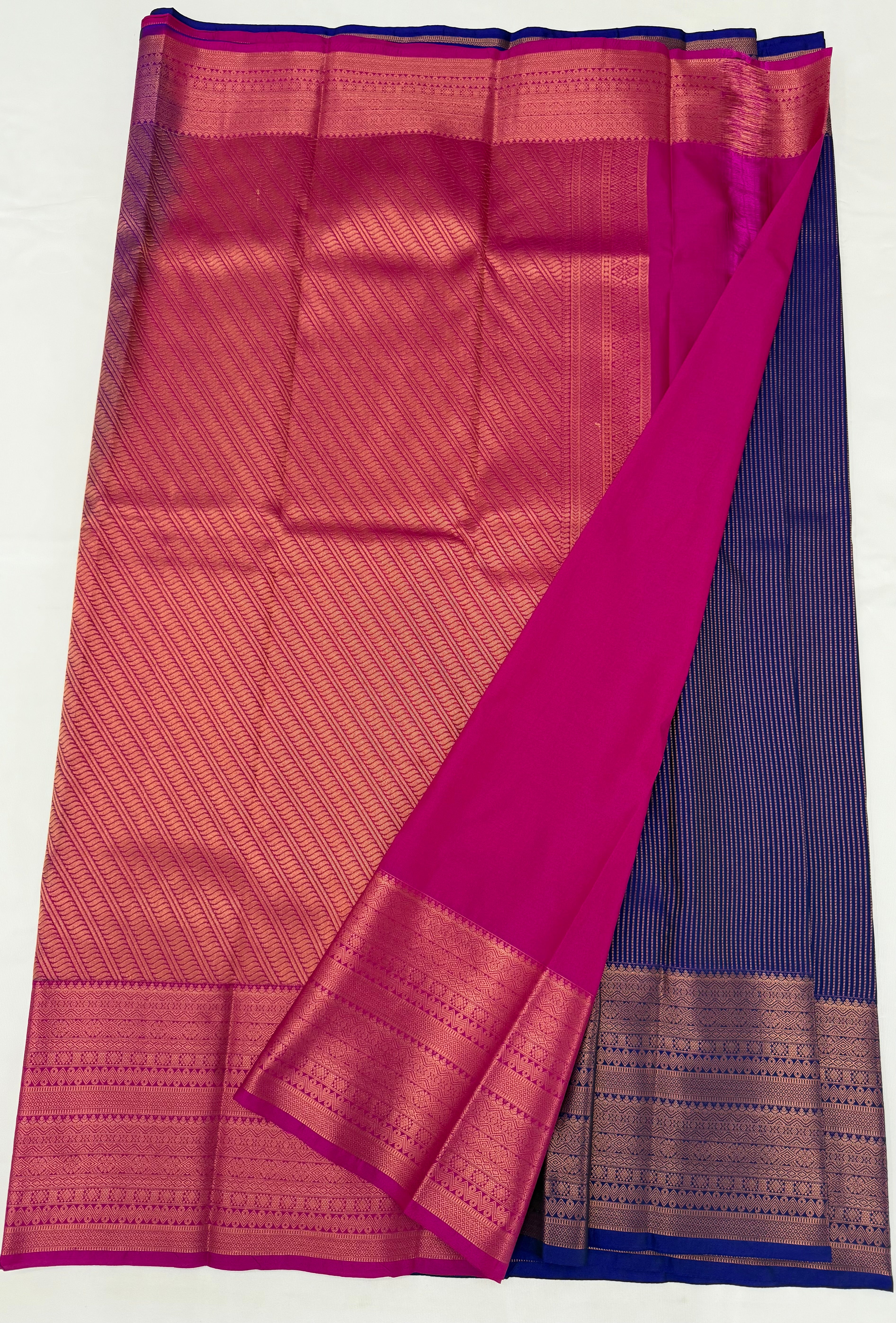 PREMIUM SEMI KANCHI SILK SAREE - ROYAL BLUE