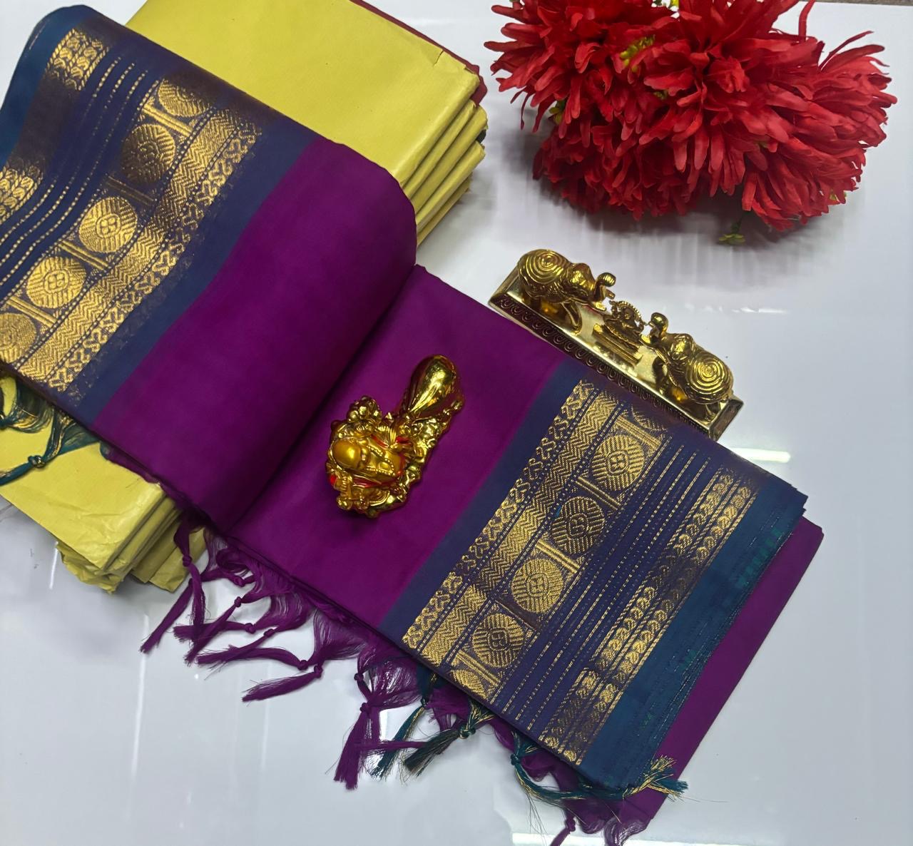 PURE KANCHI COTTON SAREES - VIOLET