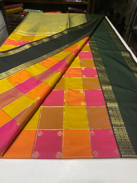 PREMIUM PINK ORANGE YELLOW BORDER PAALUM PAZHAMUM SAREE