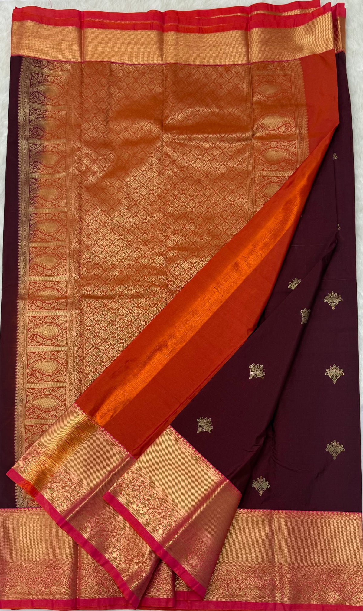 PREMIUM SEMI KANCHI SILK SAREE - DEEP WINE