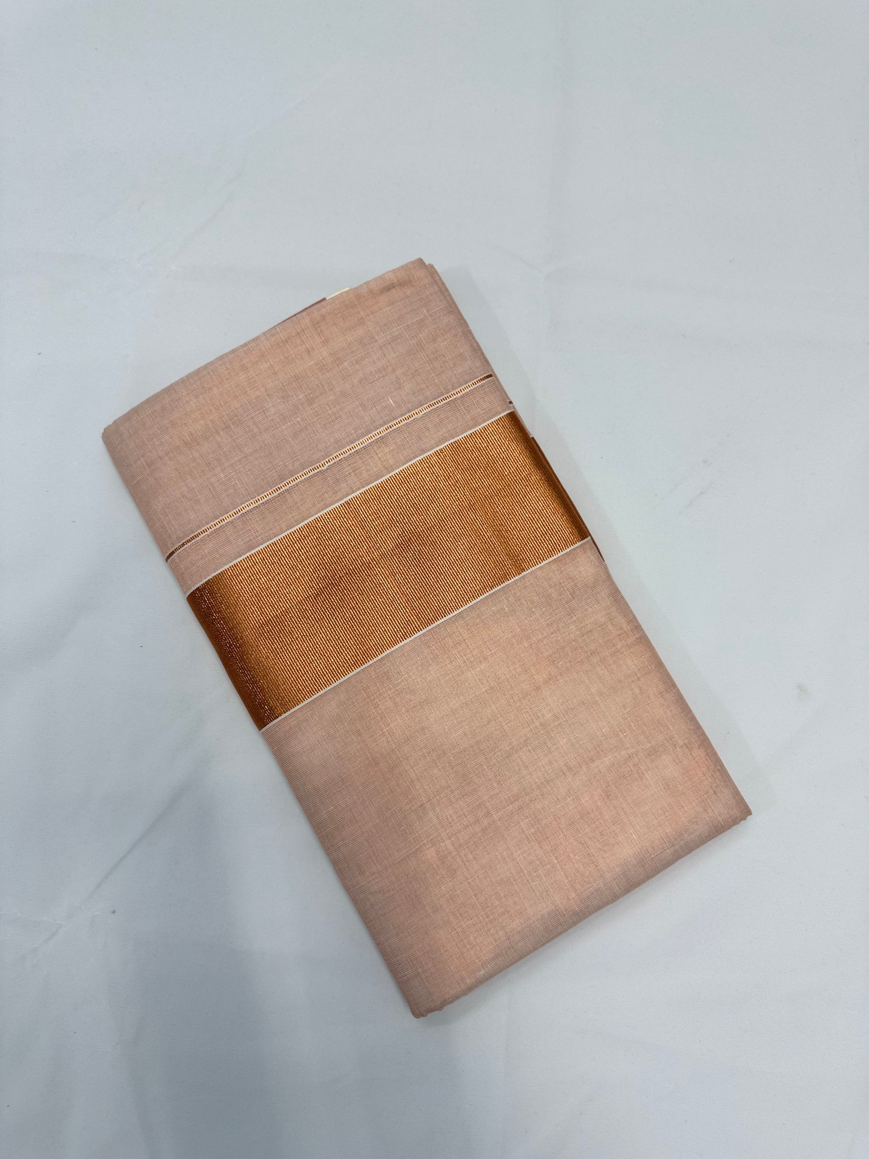 KASAVU PLAIN TISSUE SAREE - COPPER