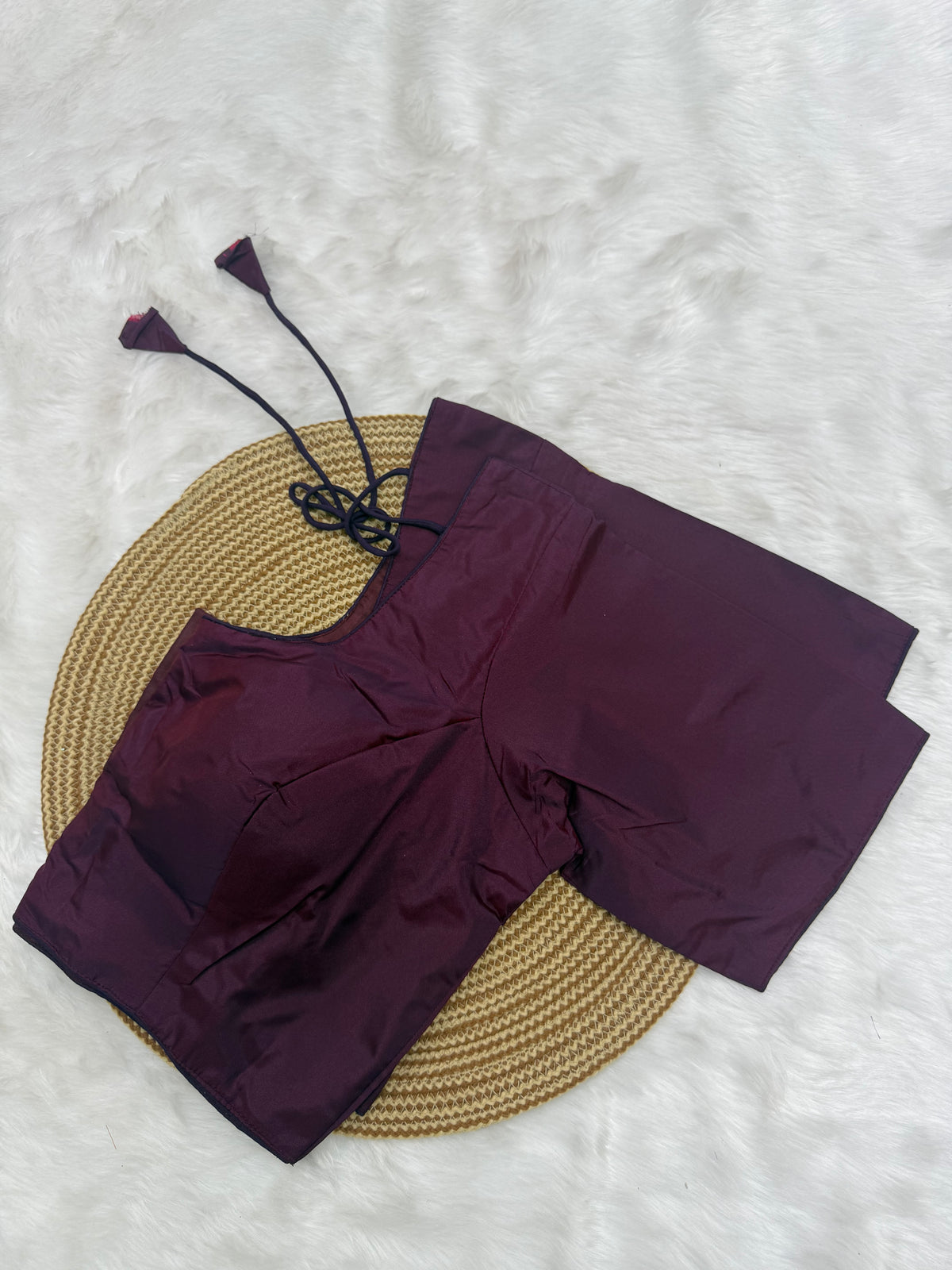 PLAIN SILK READY TO WEAR SAREE BLOUSE - EGGPLANT