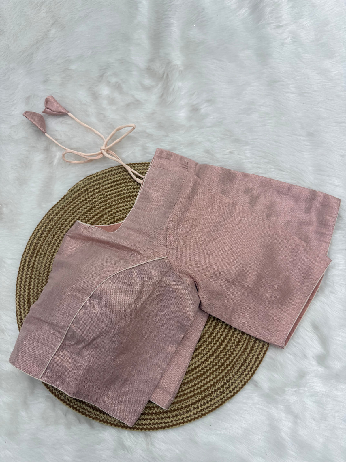 PLAIN TISSUE READY TO WEAR SAREE BLOUSE - ROSE GOLD