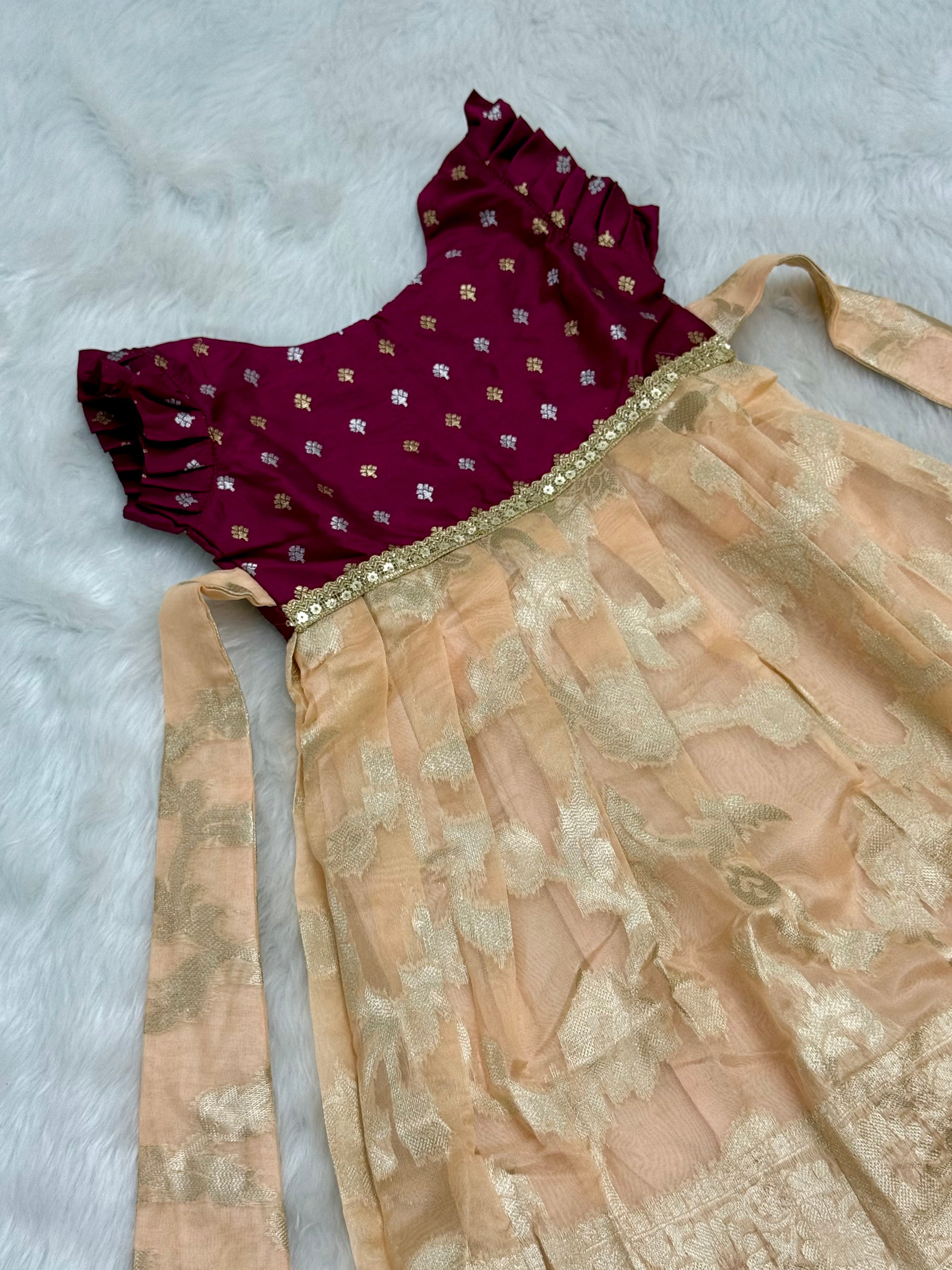 DESIGNER BURGUNDY PEACH FROCK