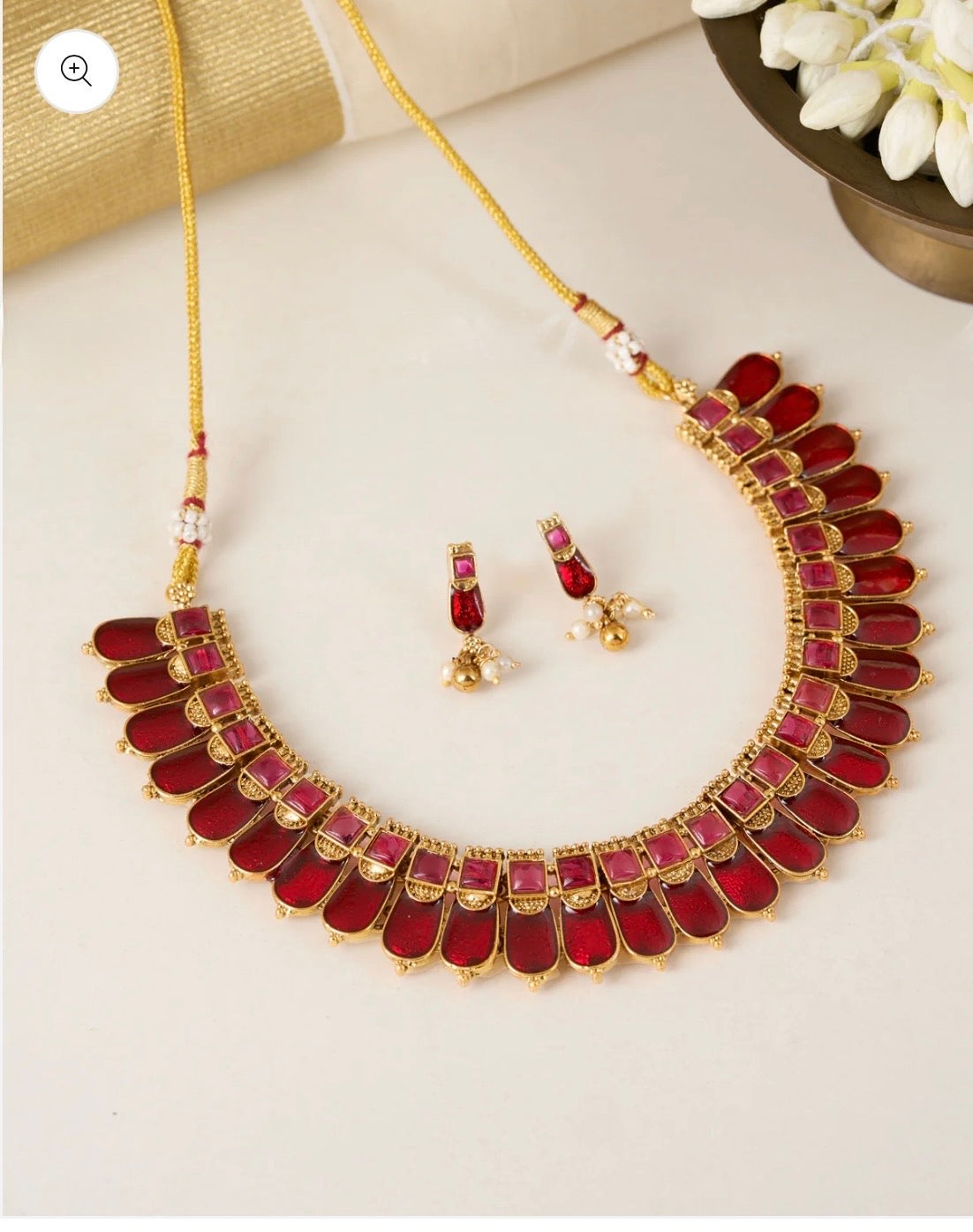 TRADITIONAL KOVAI PALAKKA VERSION NECKLACE - RED
