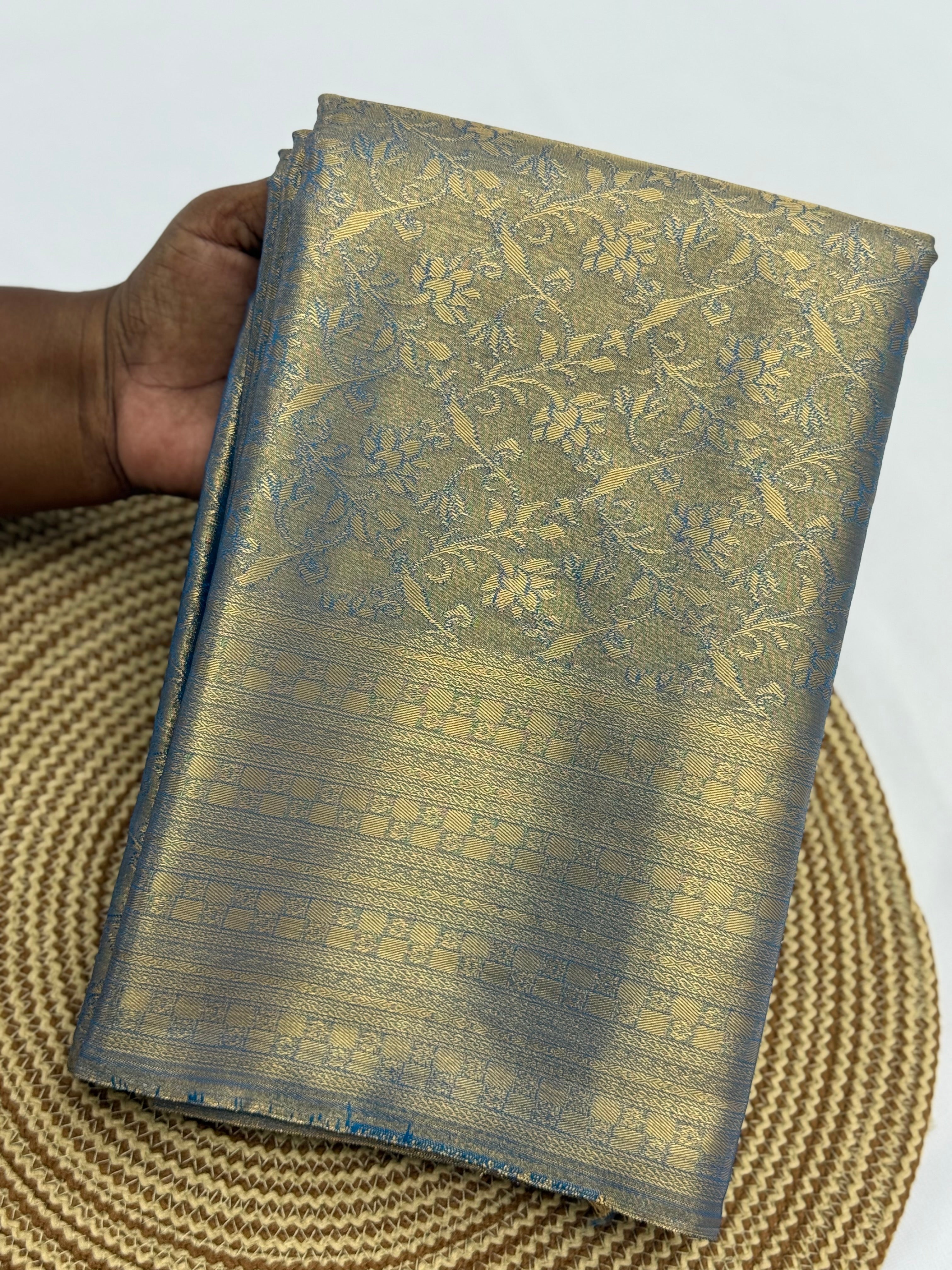 PREMIUM KANCHI TISUSE SILK SAREE - COPPER TEAL