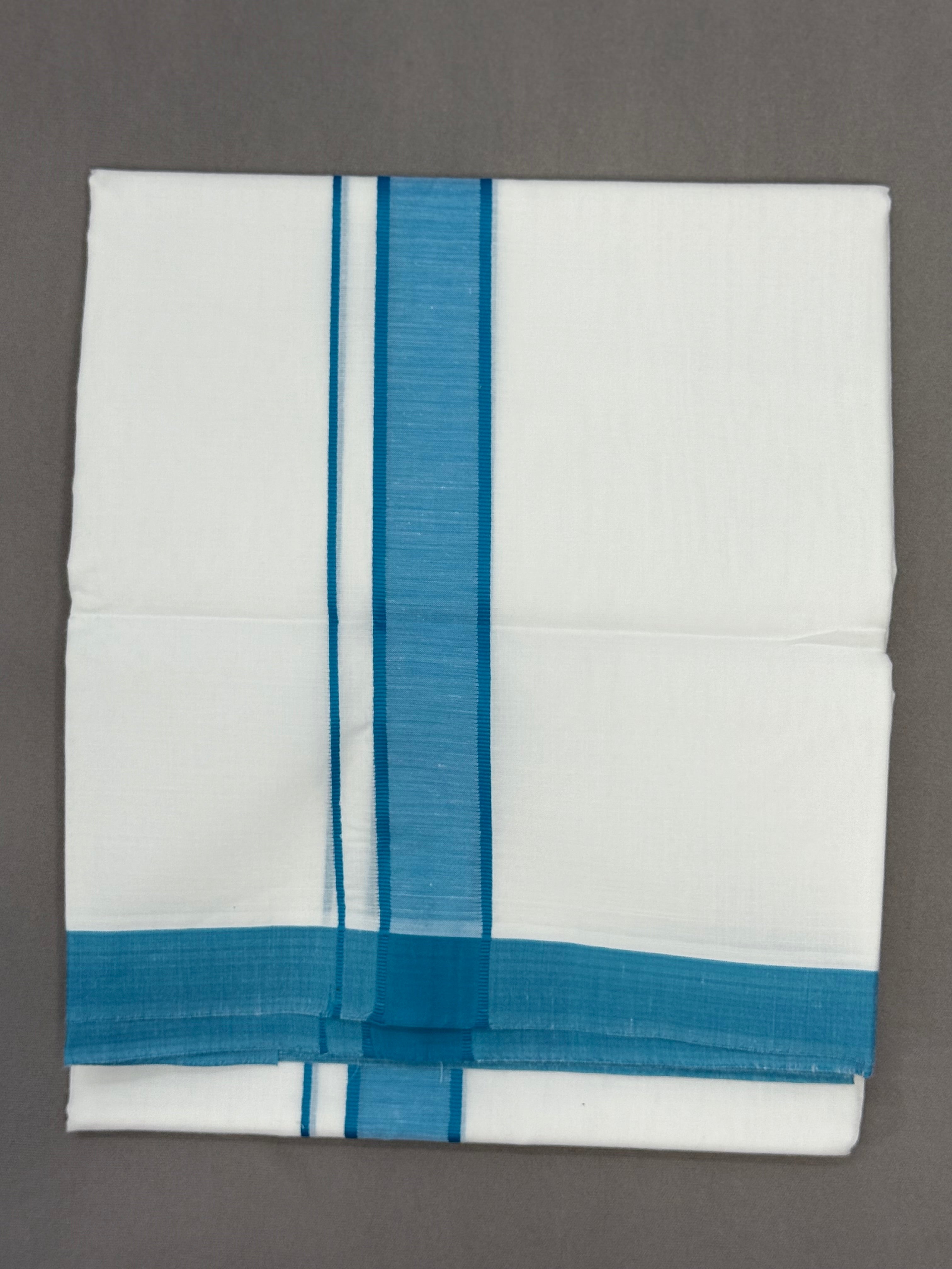 MEN'S DOUBLE DHOTI WHITE WITH FANCY BORDER