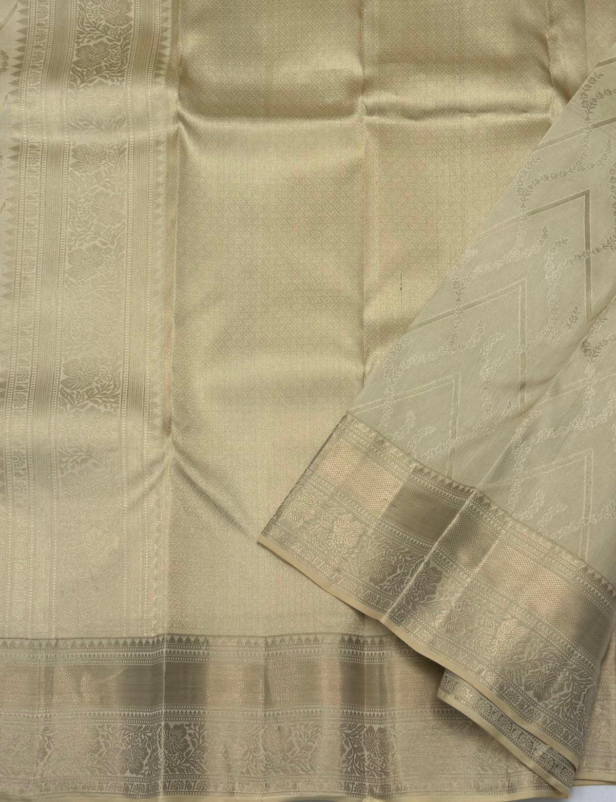KANCHIPURAM PURE SILK SAREE | SILKMARK® CERTIFIED - CHAMPAGNE CREAM