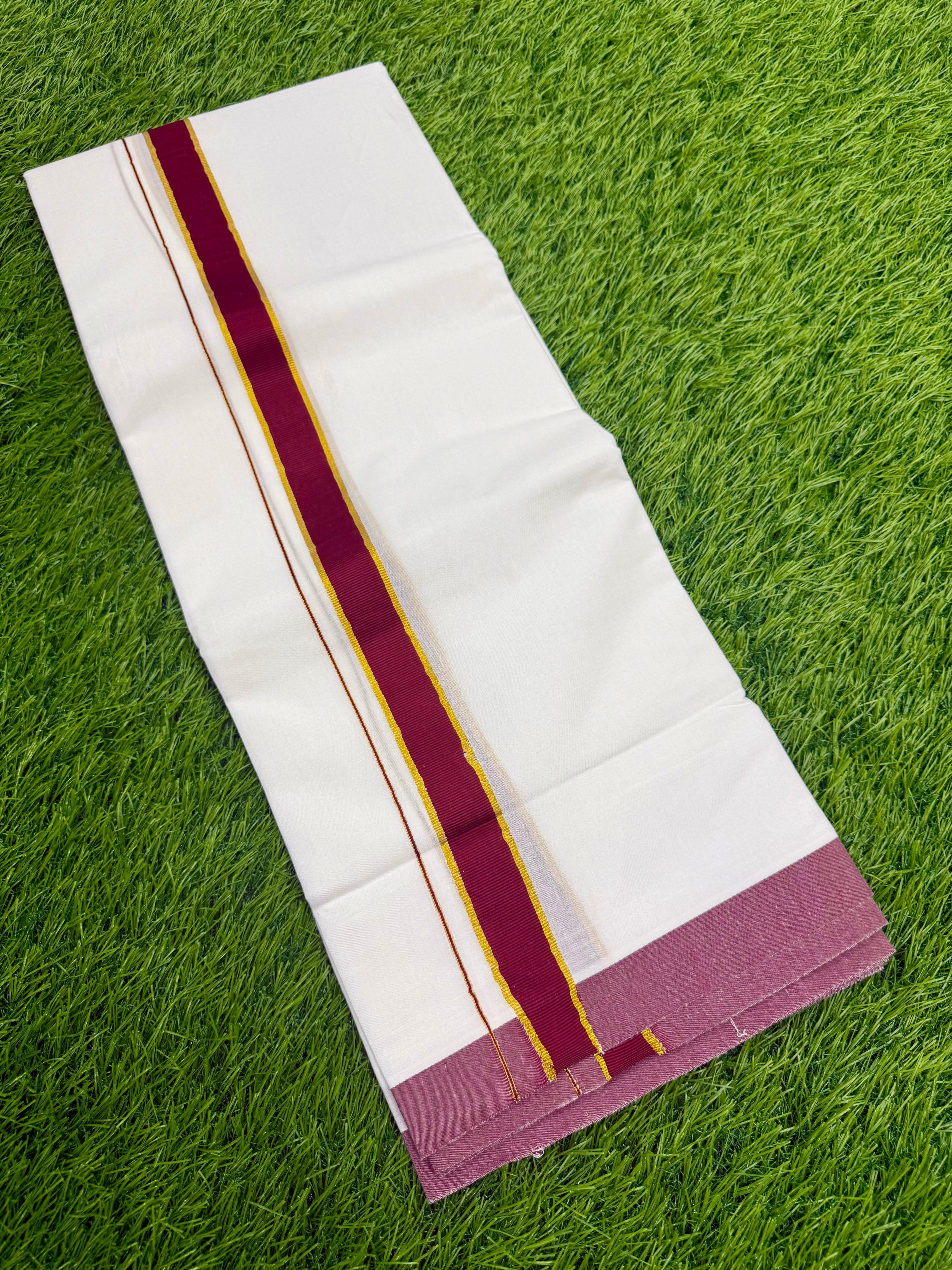 MEN'S DOUBLE DHOTI WHITE WITH FANCY BORDER