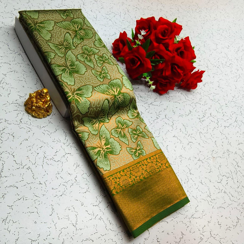 KUBERA KORVAI ALLSELF BRIDAL SILK SAREE - OLIVE GREEN