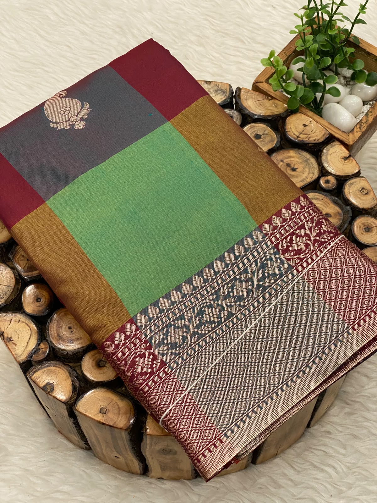 PAALUM PAZHAMUM KATAN BRIDAL SAREE - MULTI