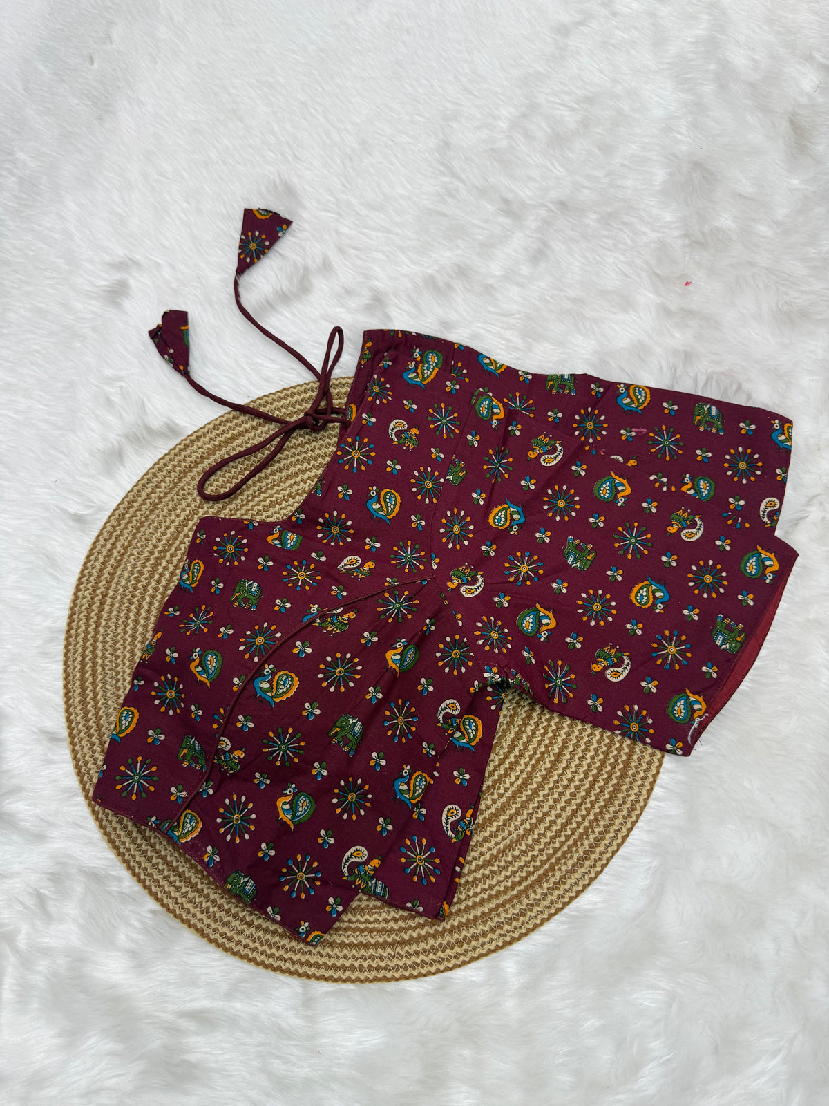 KALAMKARI PRINTED READYMADE BLOUSE - MAROON