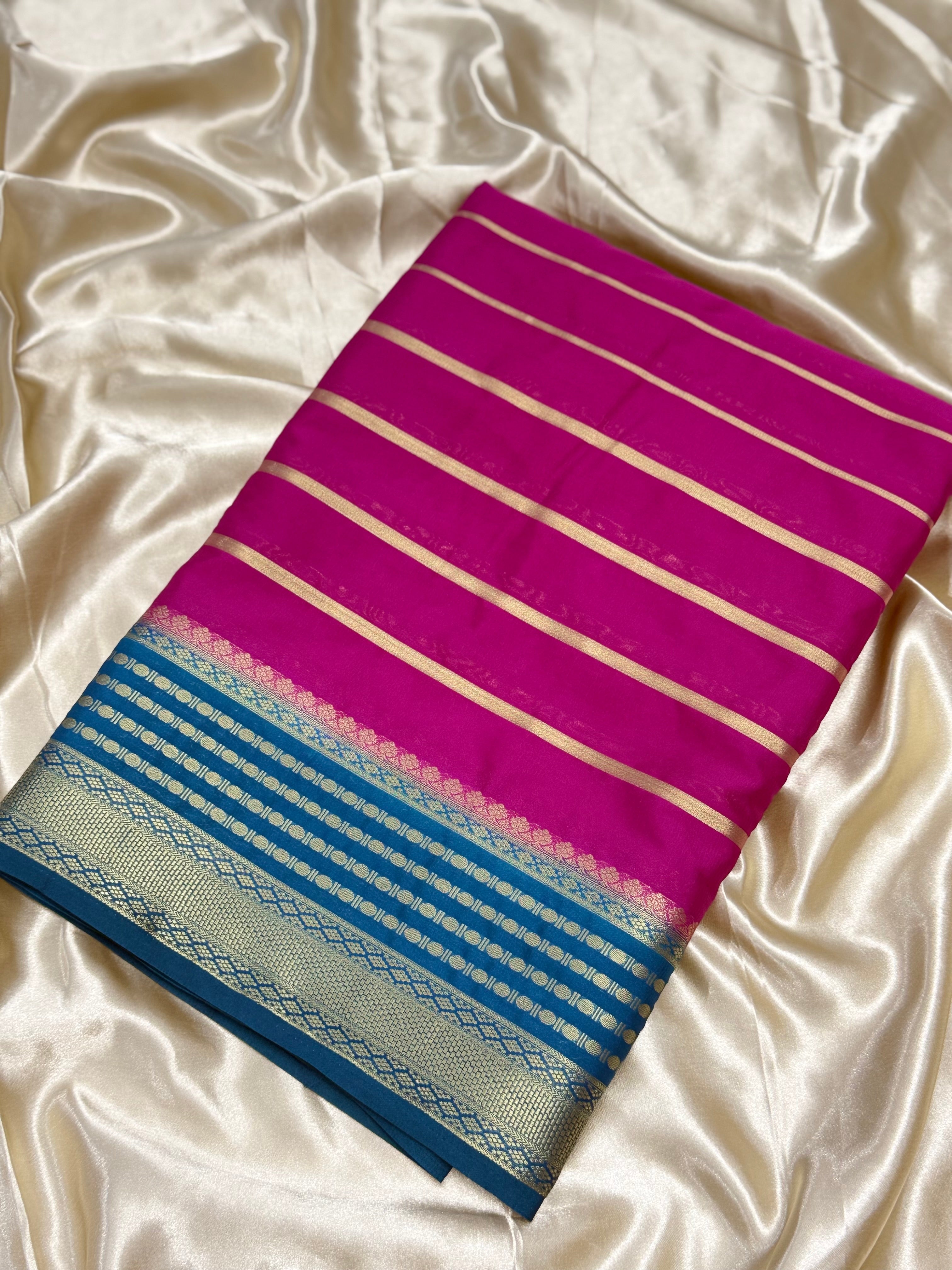 SEMI MYSORE CREPE  SILK SAREE - PINK