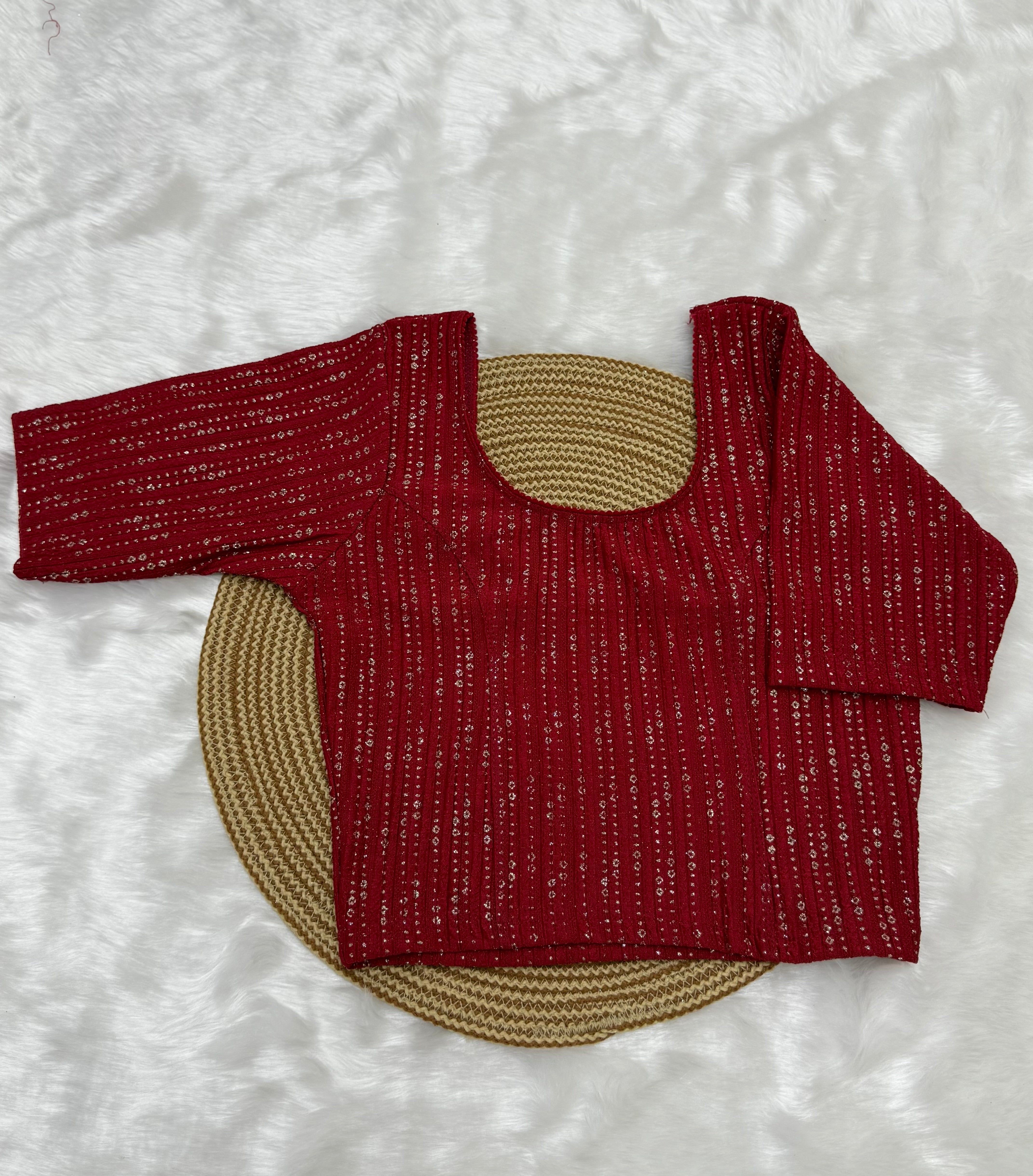 FANCY ELBOW SLEEVE STRETCHABLE BLOUSE