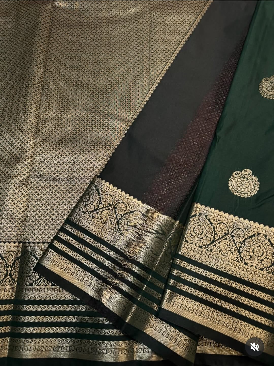 PREMIUM SEMI KANCHI SILK SAREE - SACRAMENTO GREEN